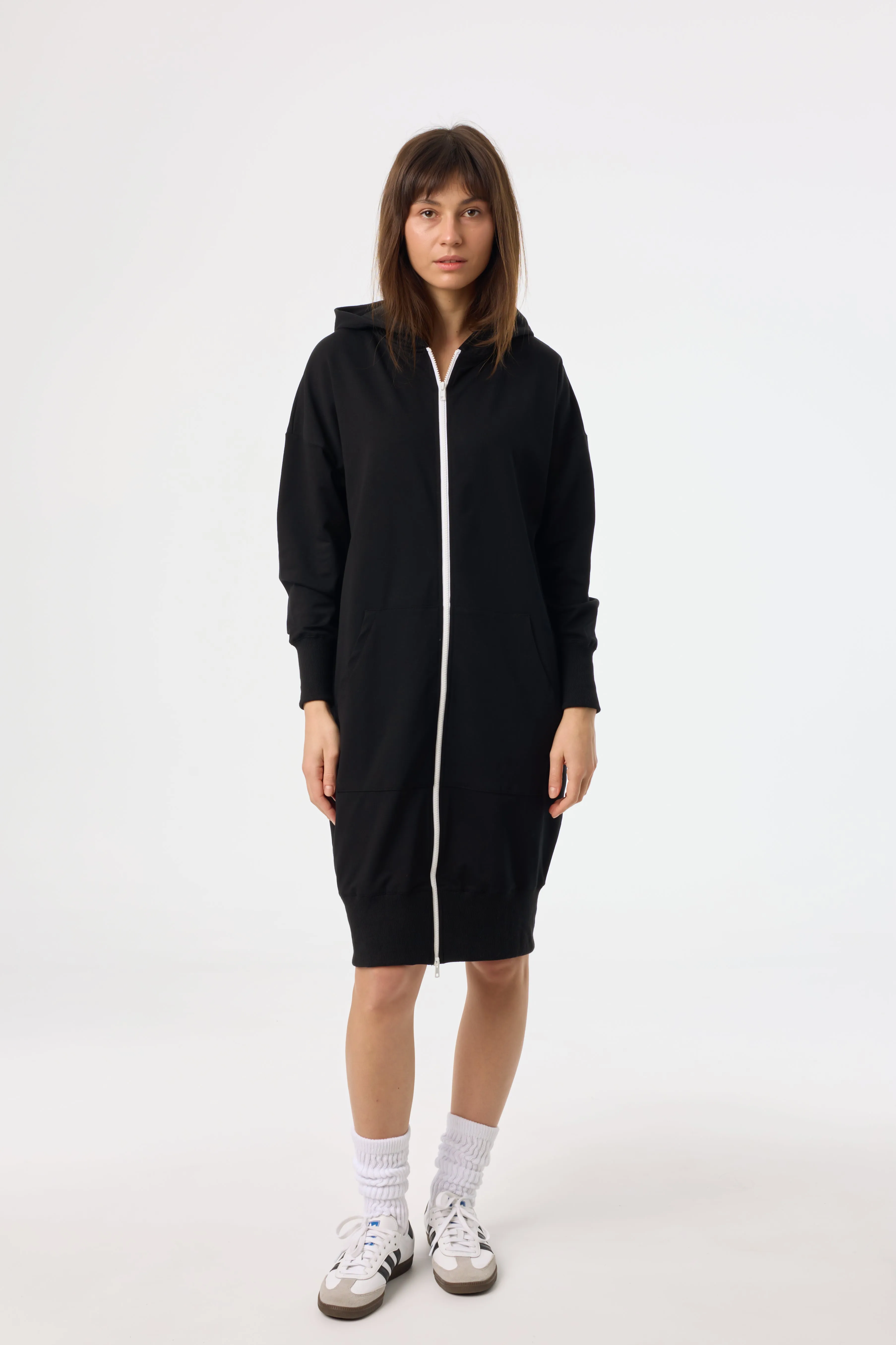 Black and White Zipper Sweatshirt Dress Lux Look All weather