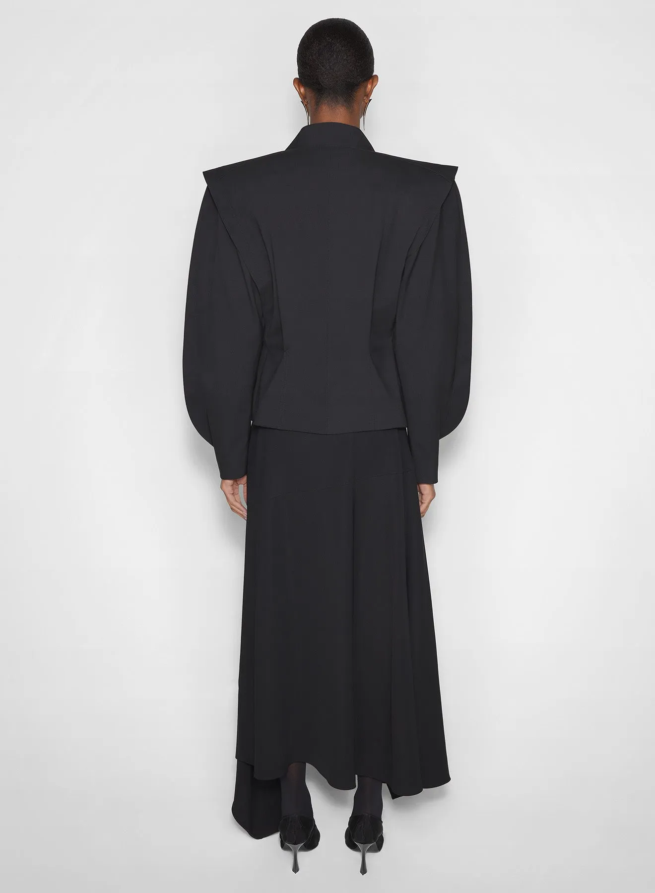 Light Pack Option Low Profile Collar black asymmetric officer jacket