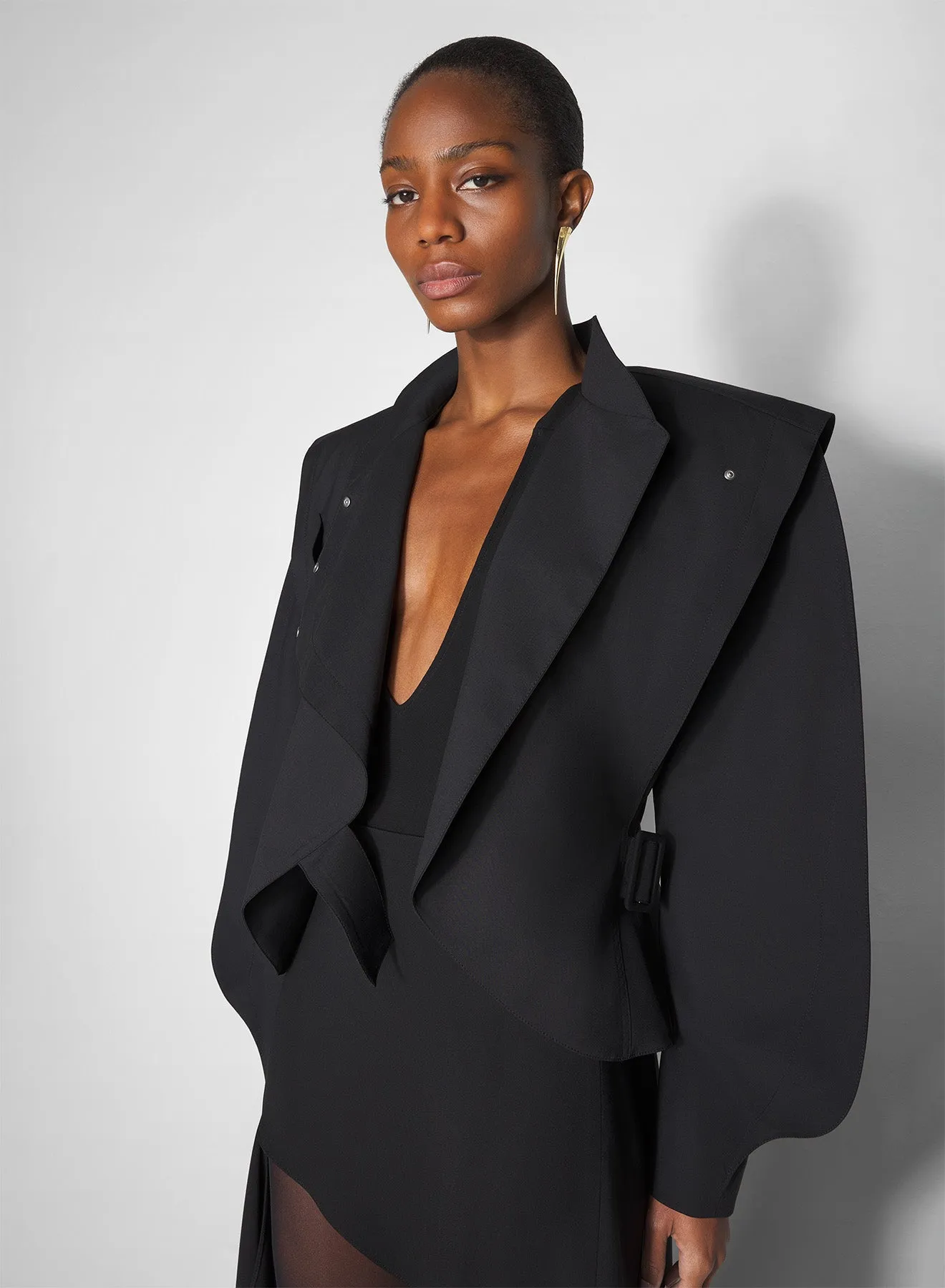 Easy Care Machine Washable black asymmetric officer jacket