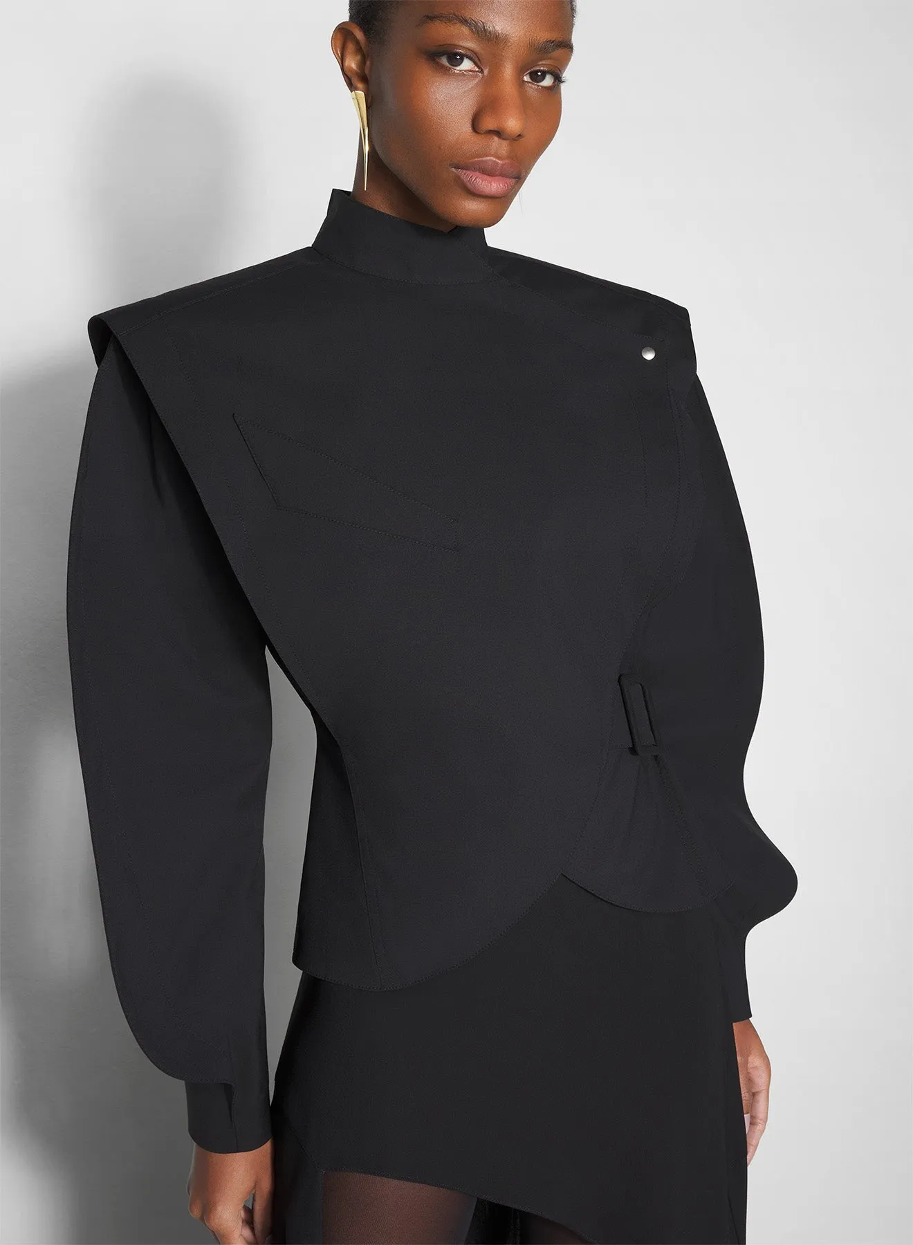 Weekend Casual black asymmetric officer jacket
