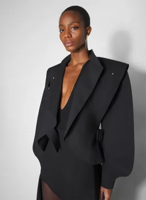 Easy Care Machine Washable black asymmetric officer jacket