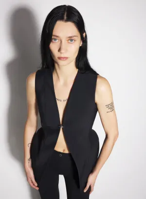 black corseted pierced vest Compression Resistant Insulation Packable Technology