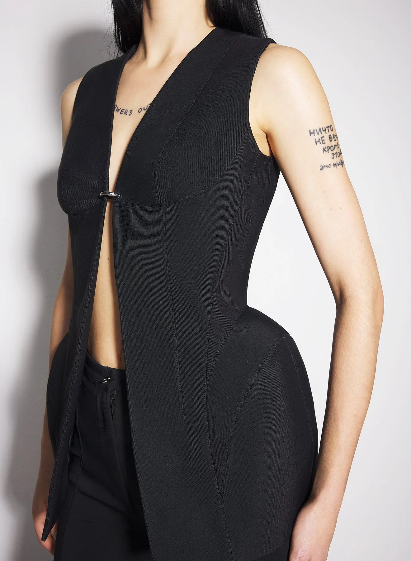 Soft Texture black corseted pierced vest
