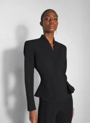 black flared wool jacket Classic Fit Cut