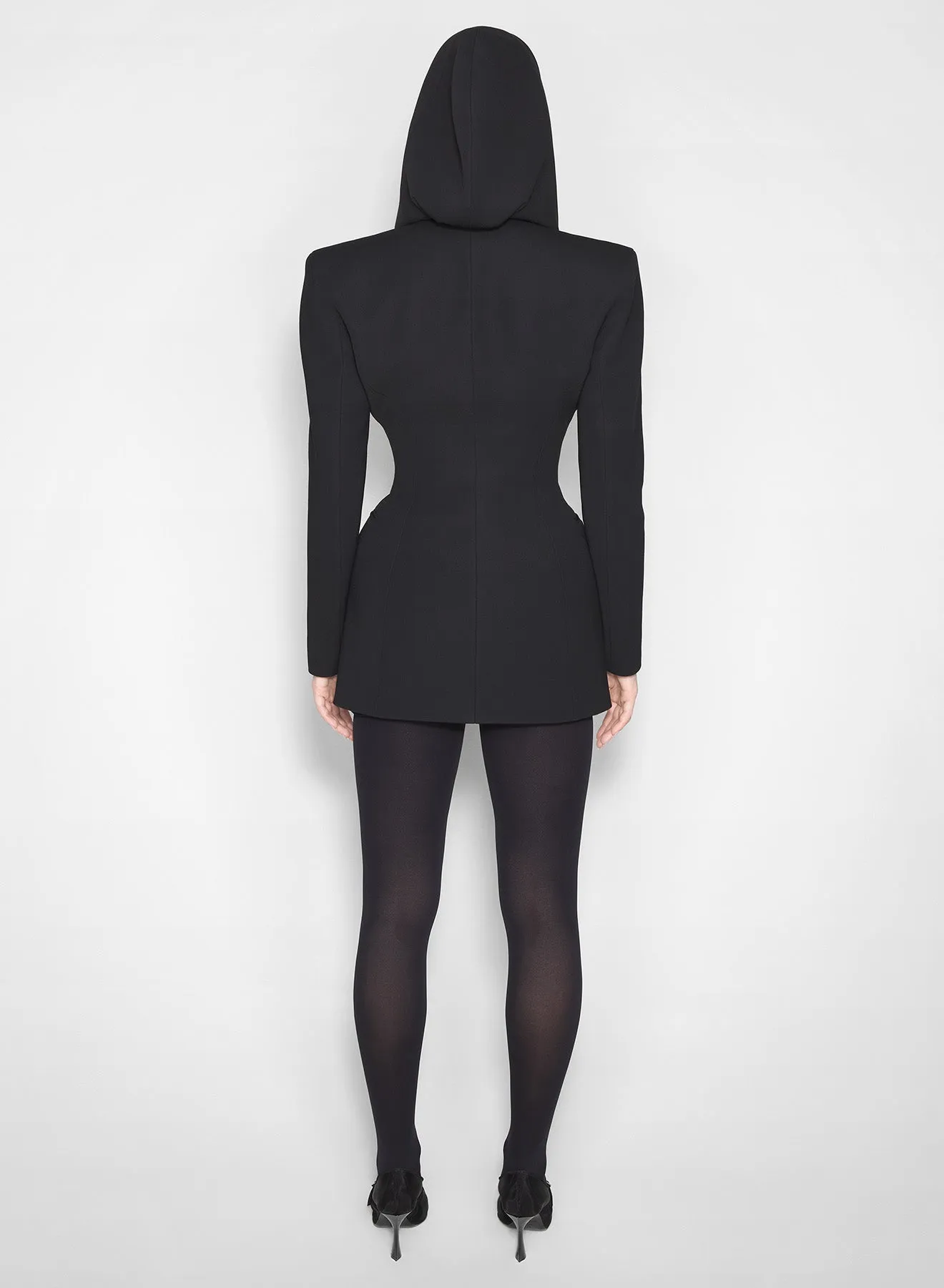 Stain Resistant DoubleLayeredCuffs black hooded tailored jacket