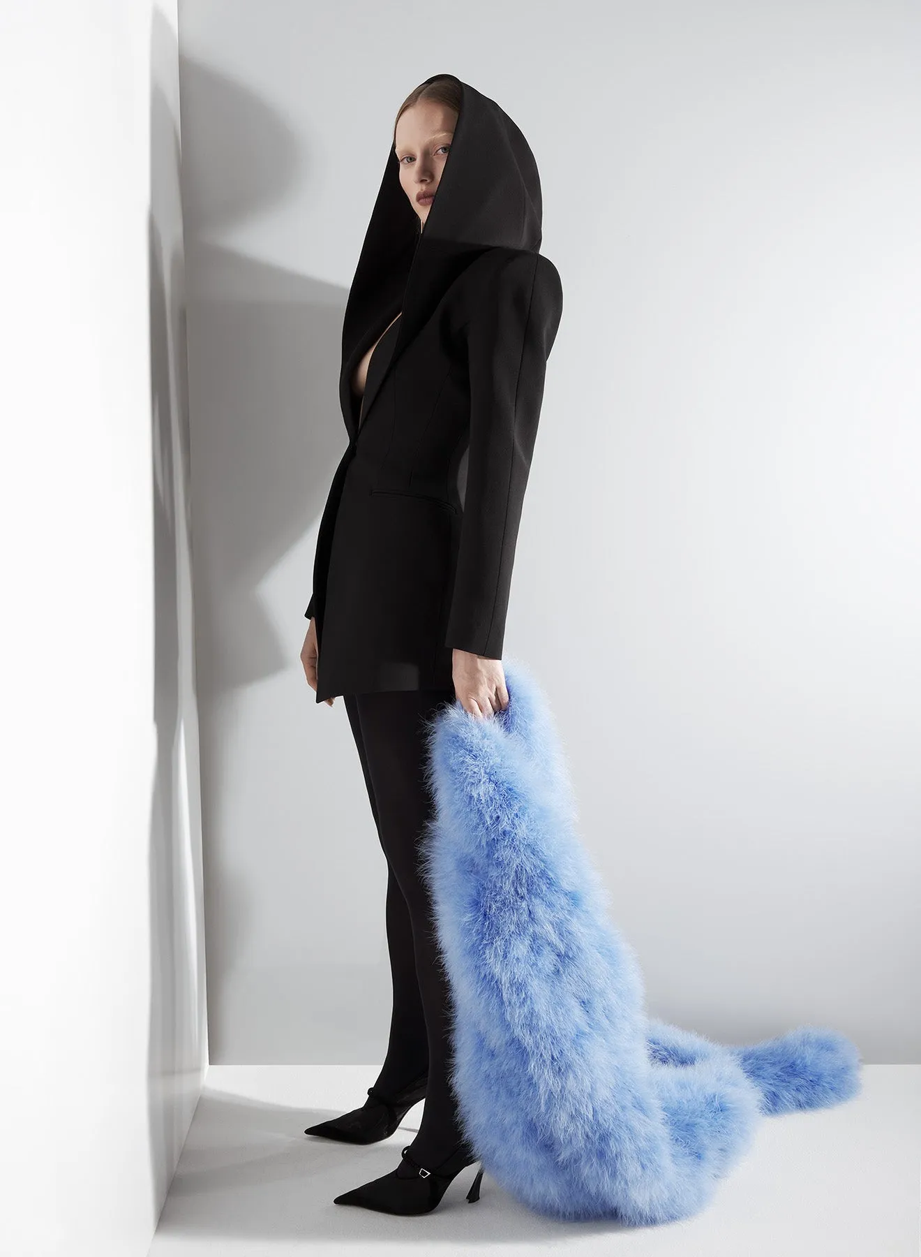 Cashmere Blend black hooded tailored jacket