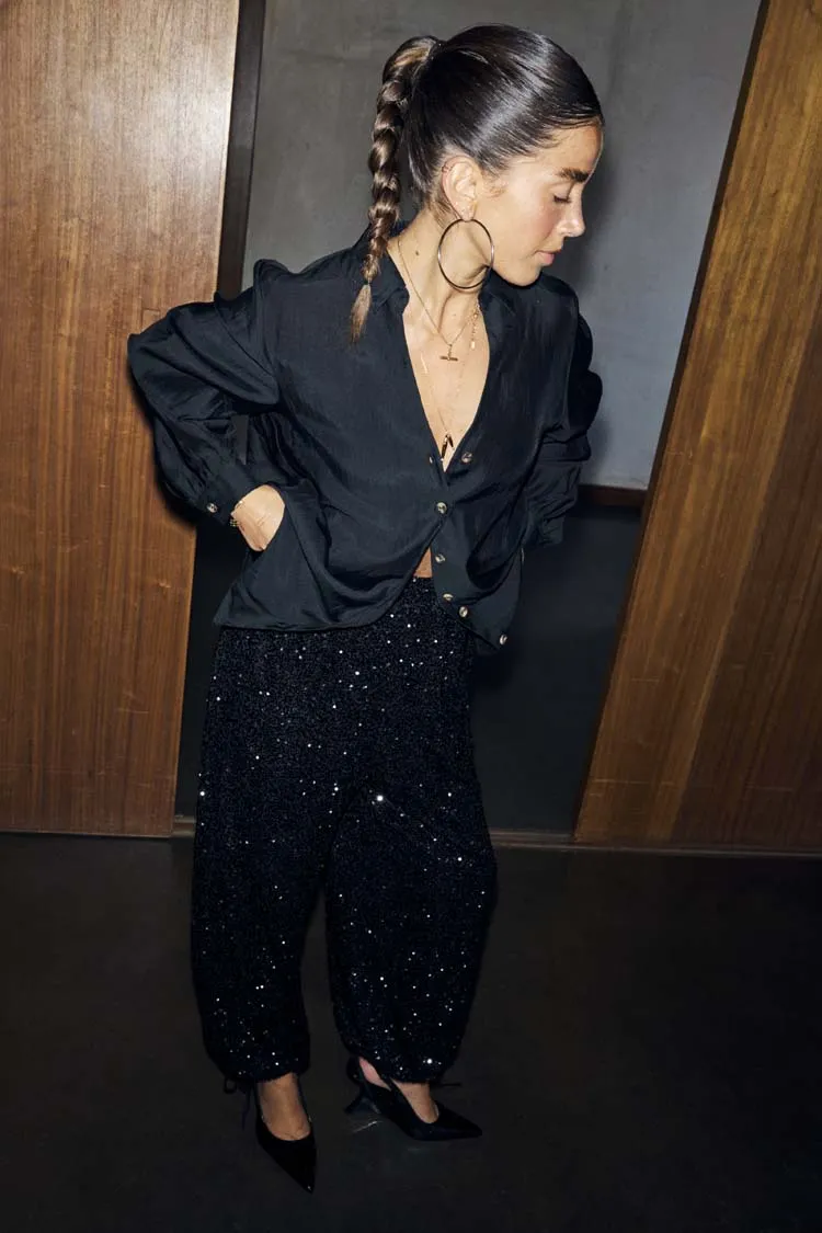 Layered Sleeve Black Miley Shirt