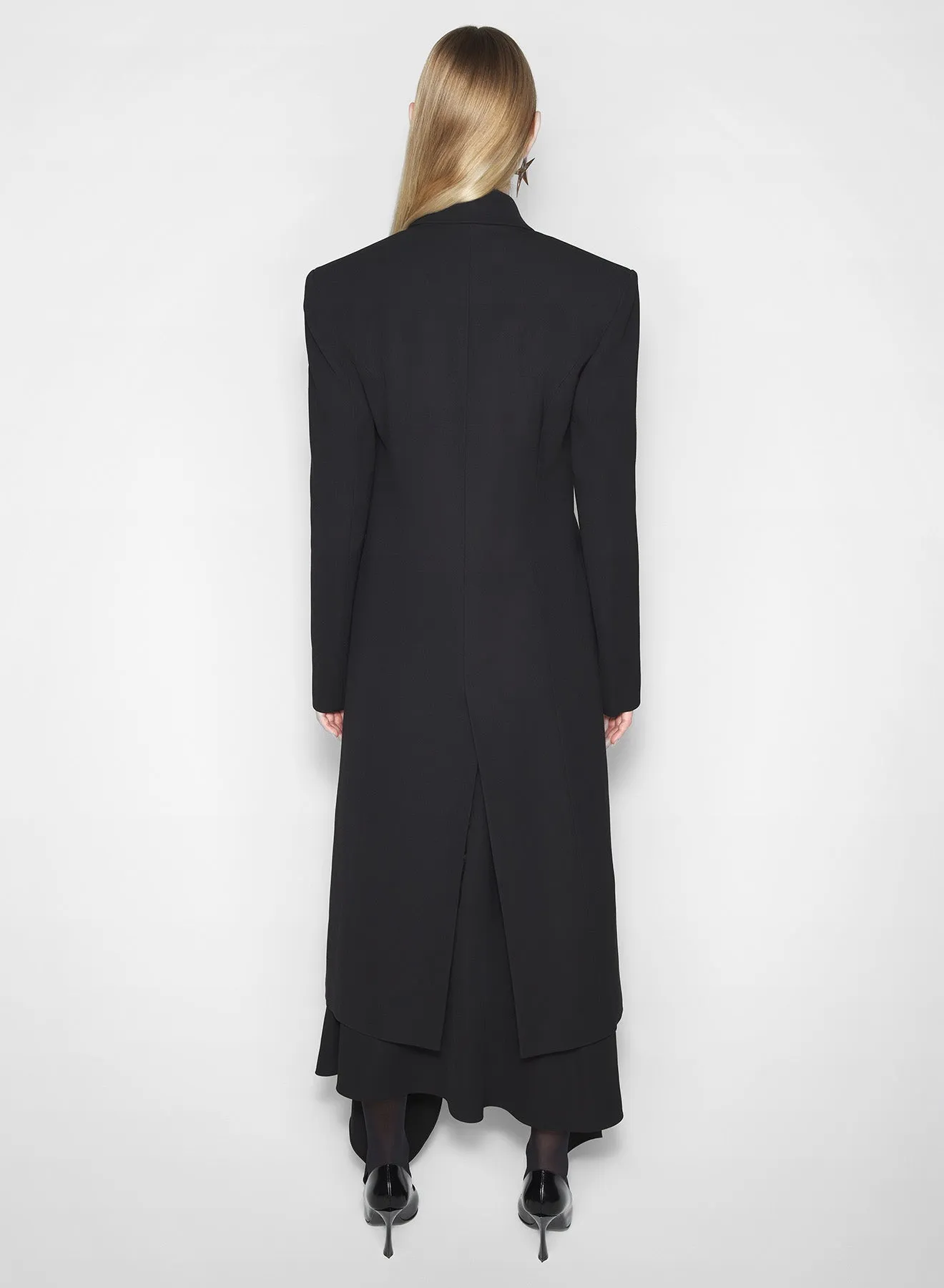 RecycledPolyester black pierced tailored coat