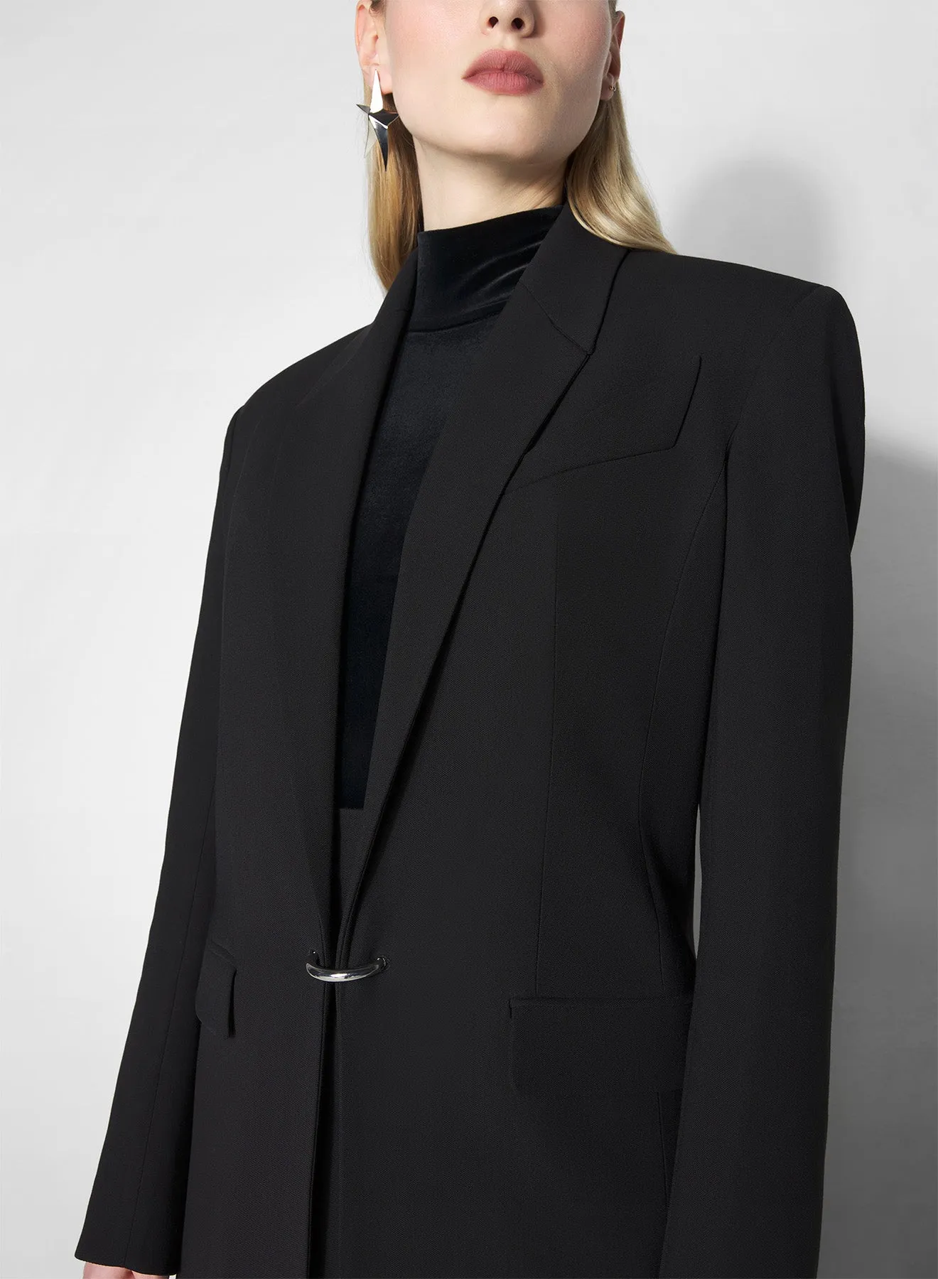 Good Material black pierced tailored coat