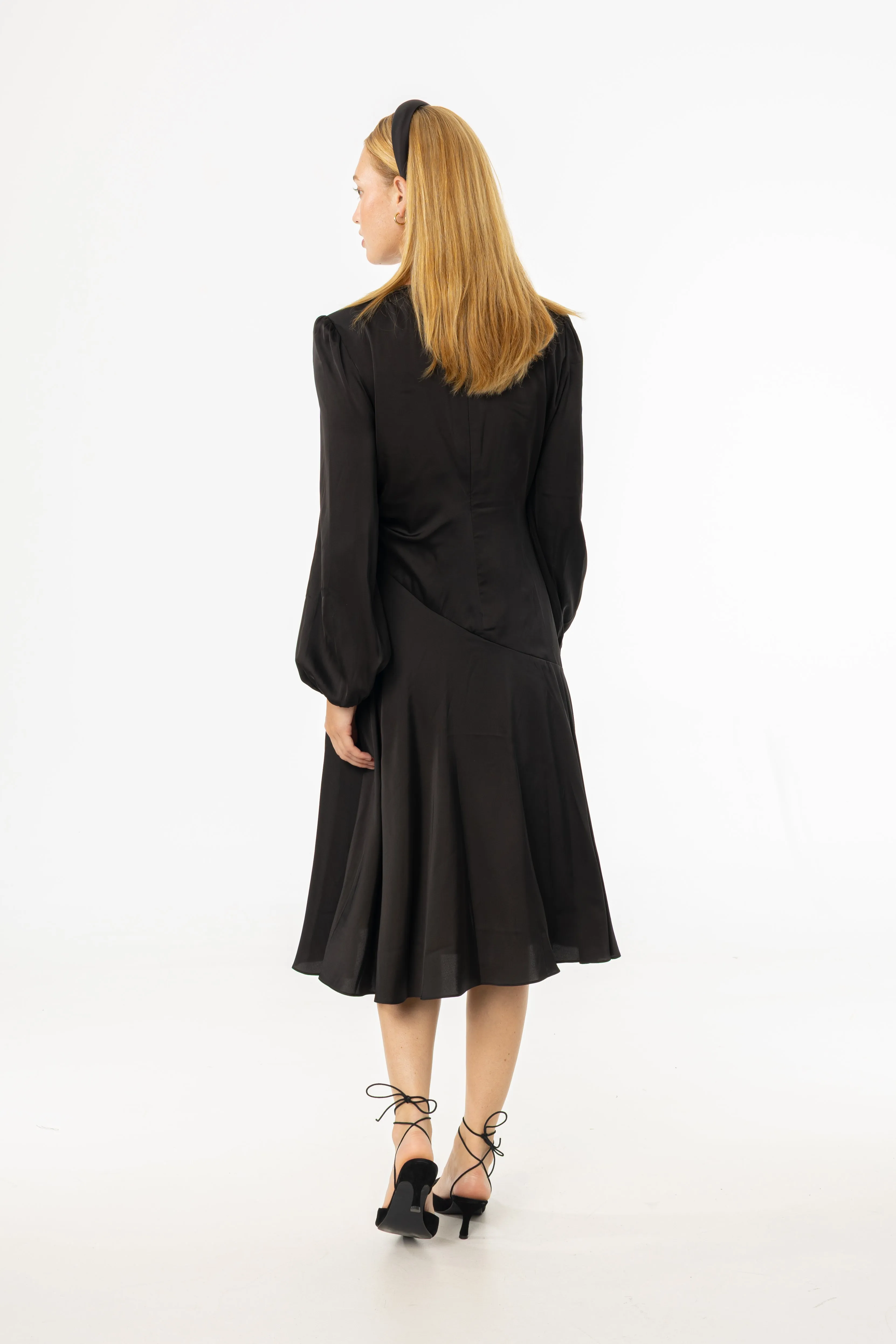 Black Side Draped Dress Sophisticated Vibe