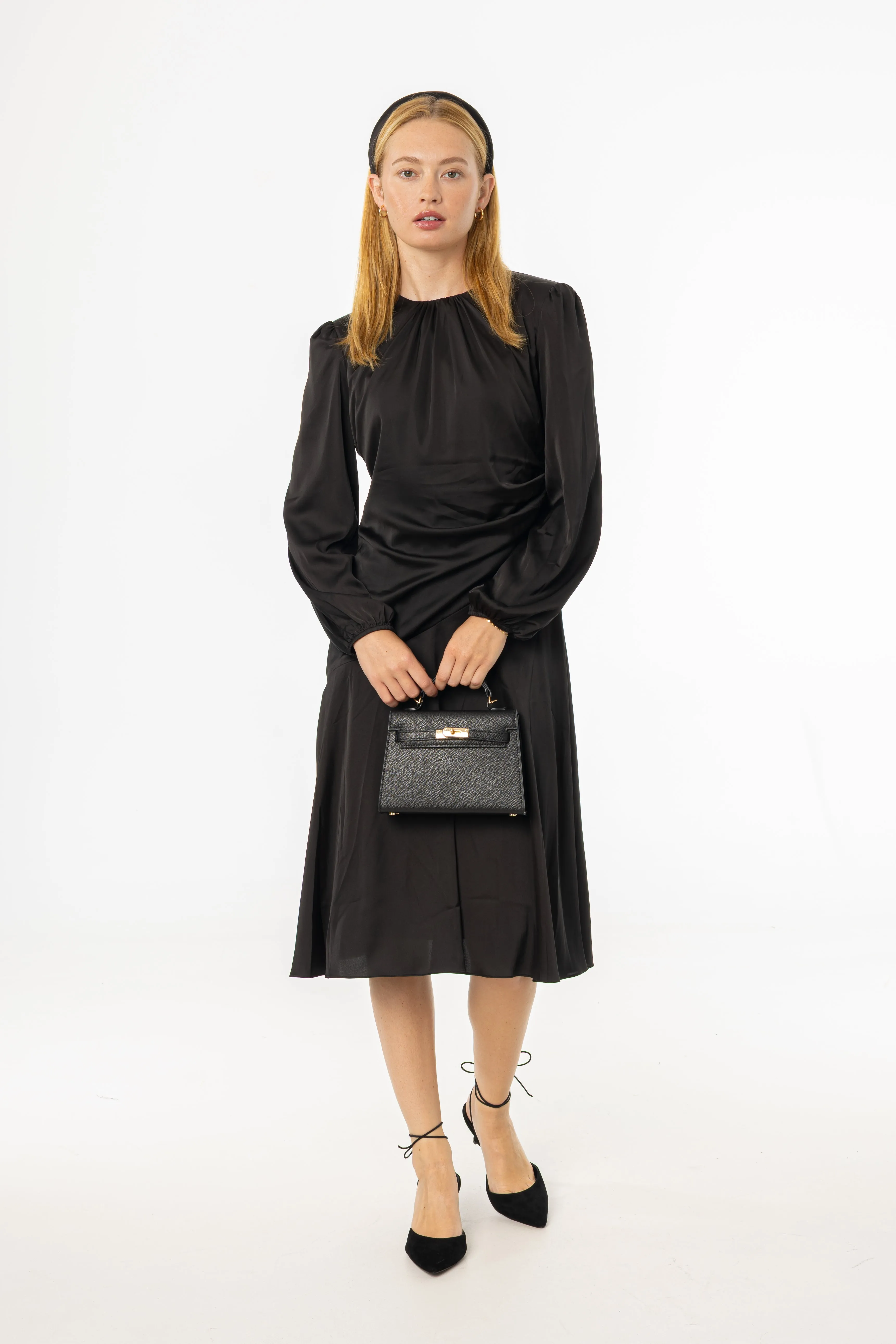 Black Side Draped Dress Air Comfort