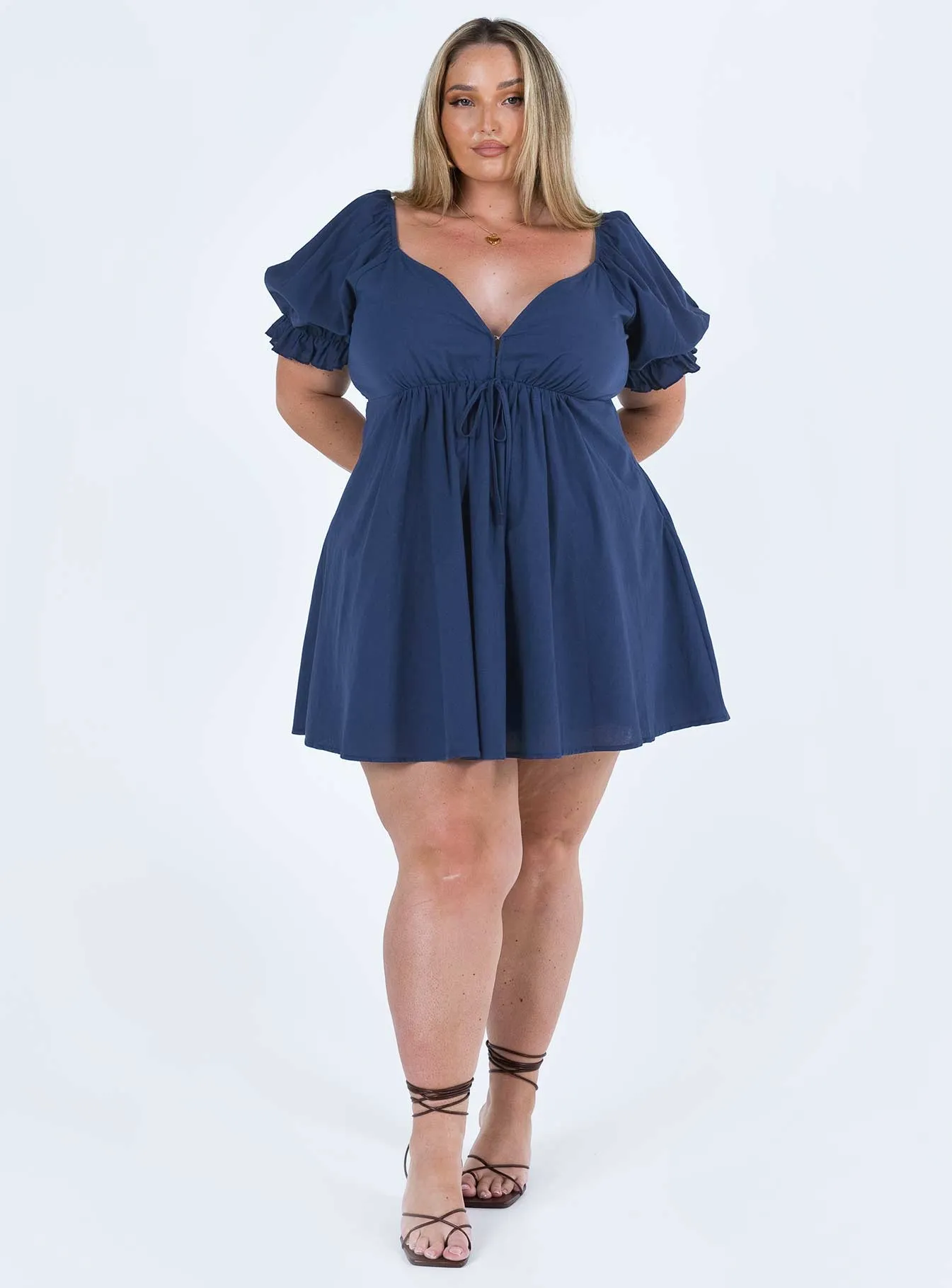 Blissful Mini Dress Navy Curve Elegant Appearance