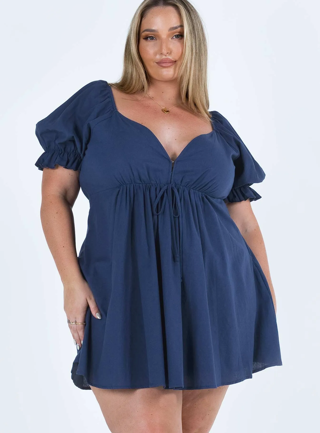 Blissful Mini Dress Navy Curve Leg-Lengthening