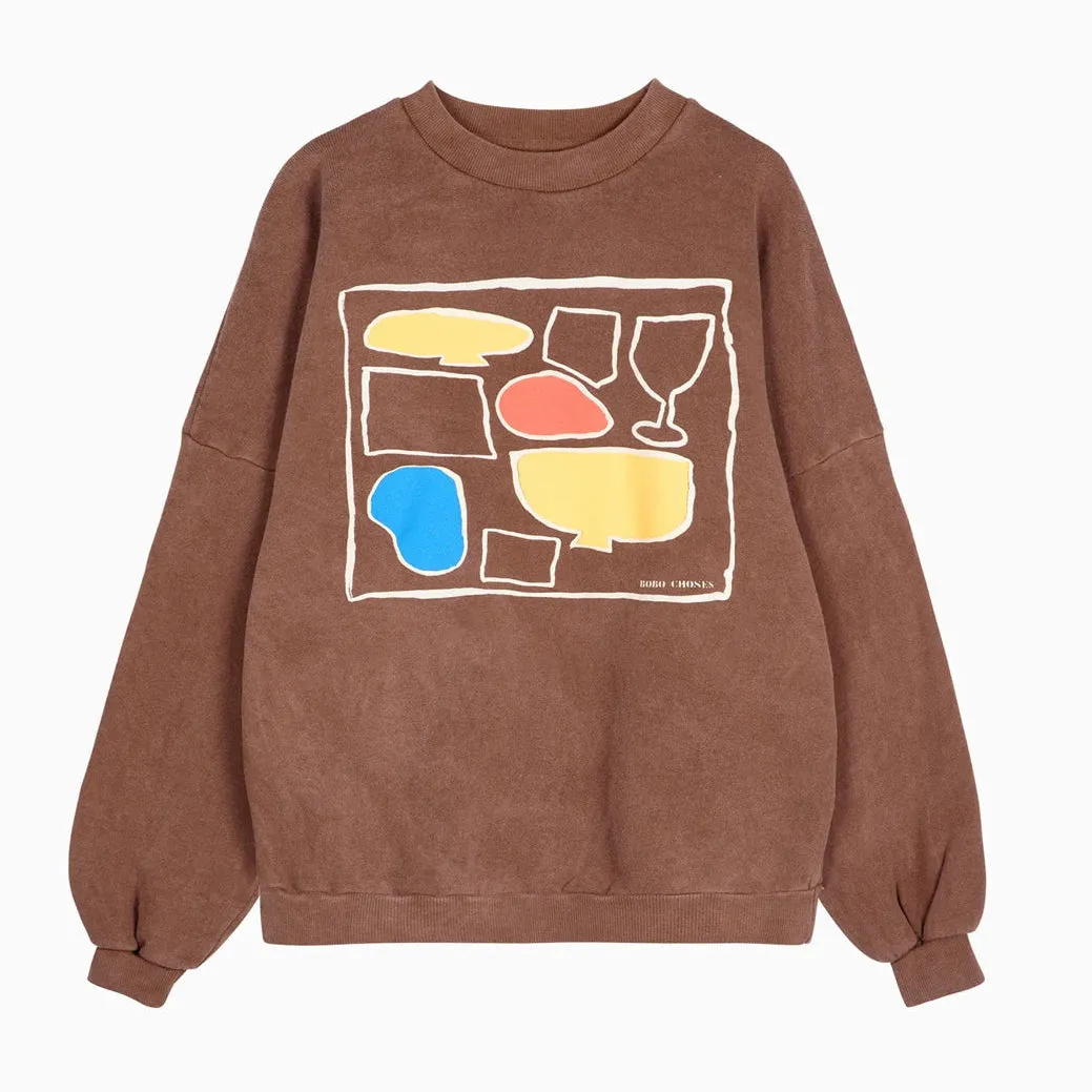 V-Neck quick dry Bobo Choses After 7 Relaxed Sweatshirt Brown