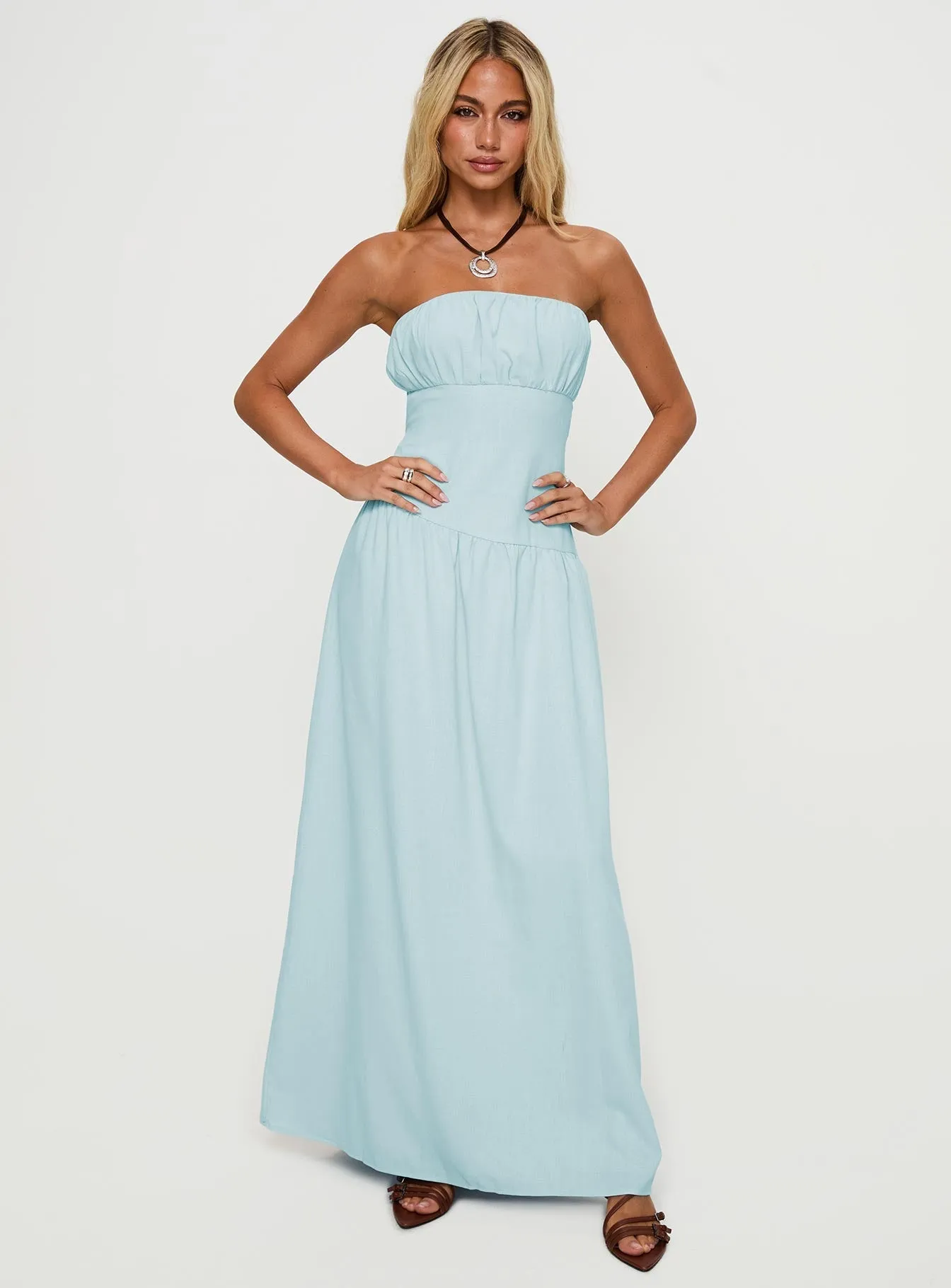 Comfortable Fashion Luabelle Strapless Maxi Dress Blue
