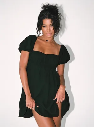 Fine Details Smocked-Detail Let's Dance Mini Dress Black