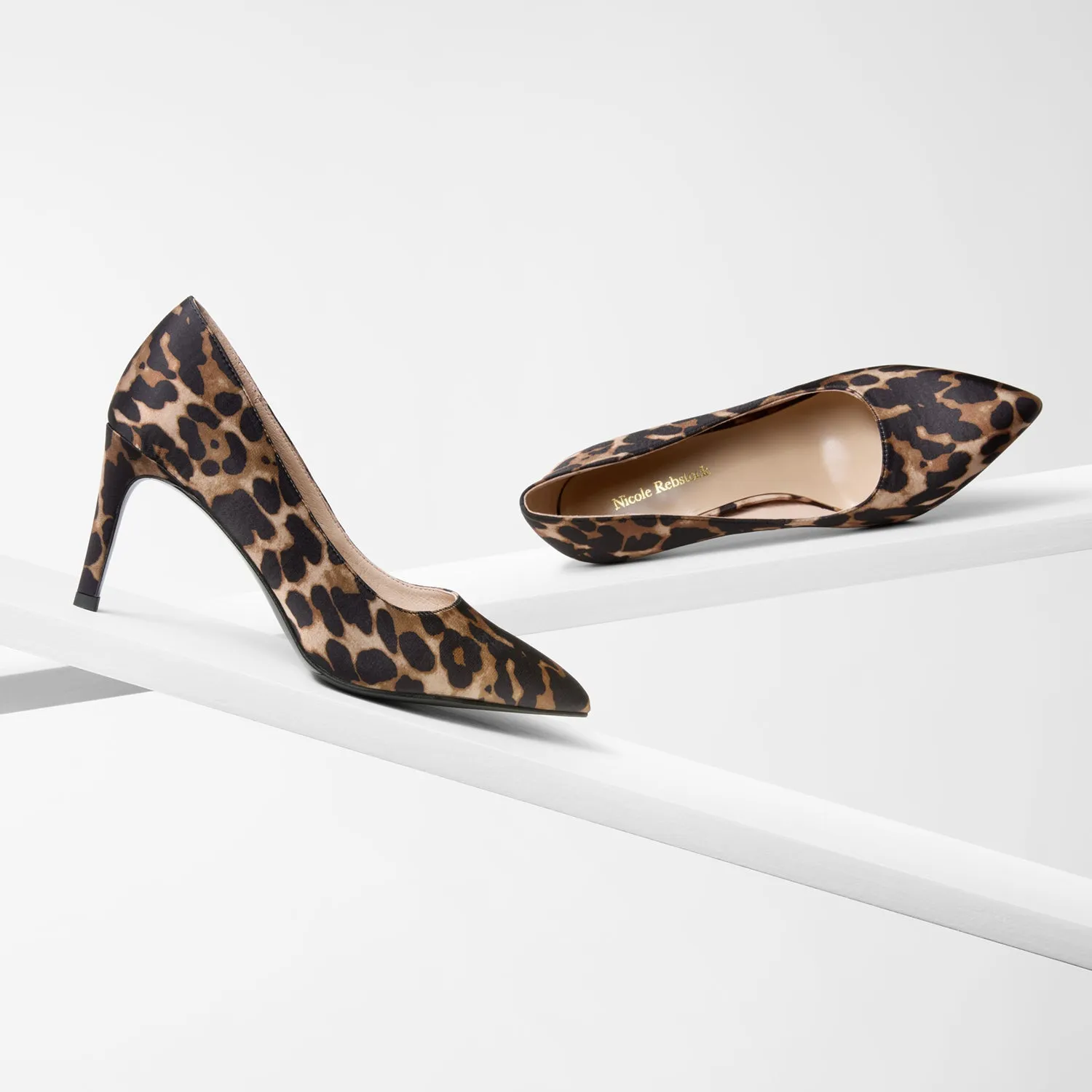Nemesis 78mm Heel | Leopard Print Satin Stylish High Heels