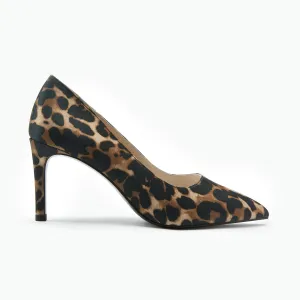 Pointed Pumps Flexible Soles Nemesis 78mm Heel | Leopard Print Satin