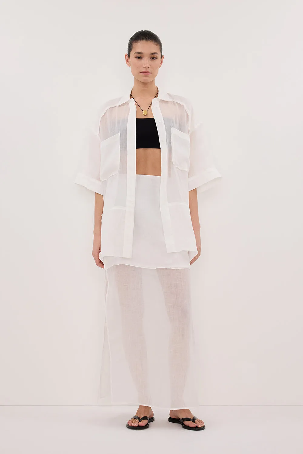 KAI WHITE RAMIE RESORT SHIRT Seasonal Layering