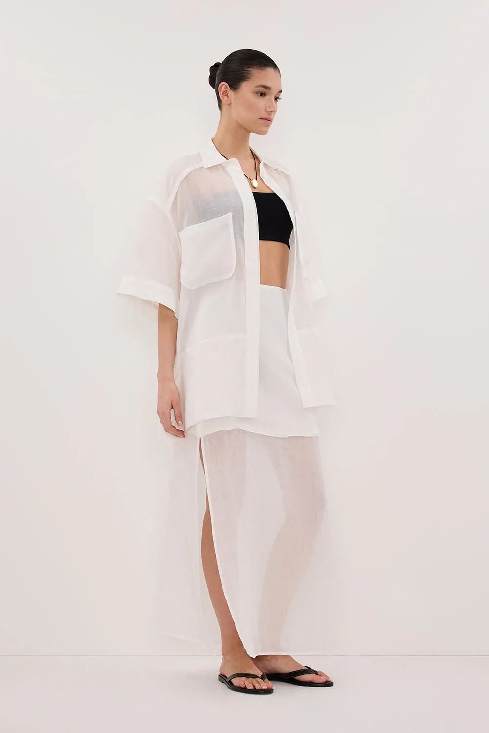 KAI WHITE RAMIE RESORT SHIRT DurableStitching