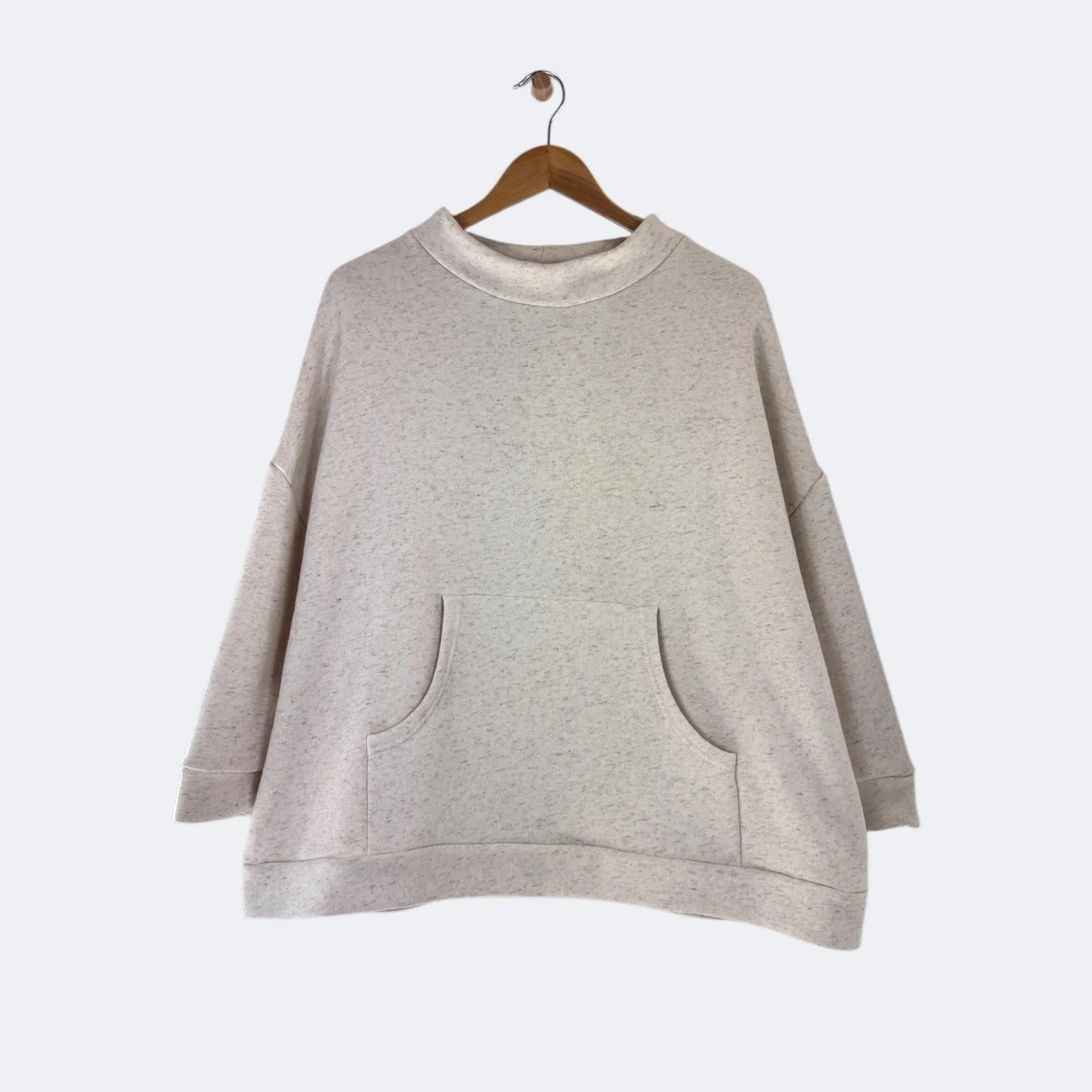 family wear Essentials Wear boniface Pouched Pocket Smock Neck Sweatshirt Natural Heather