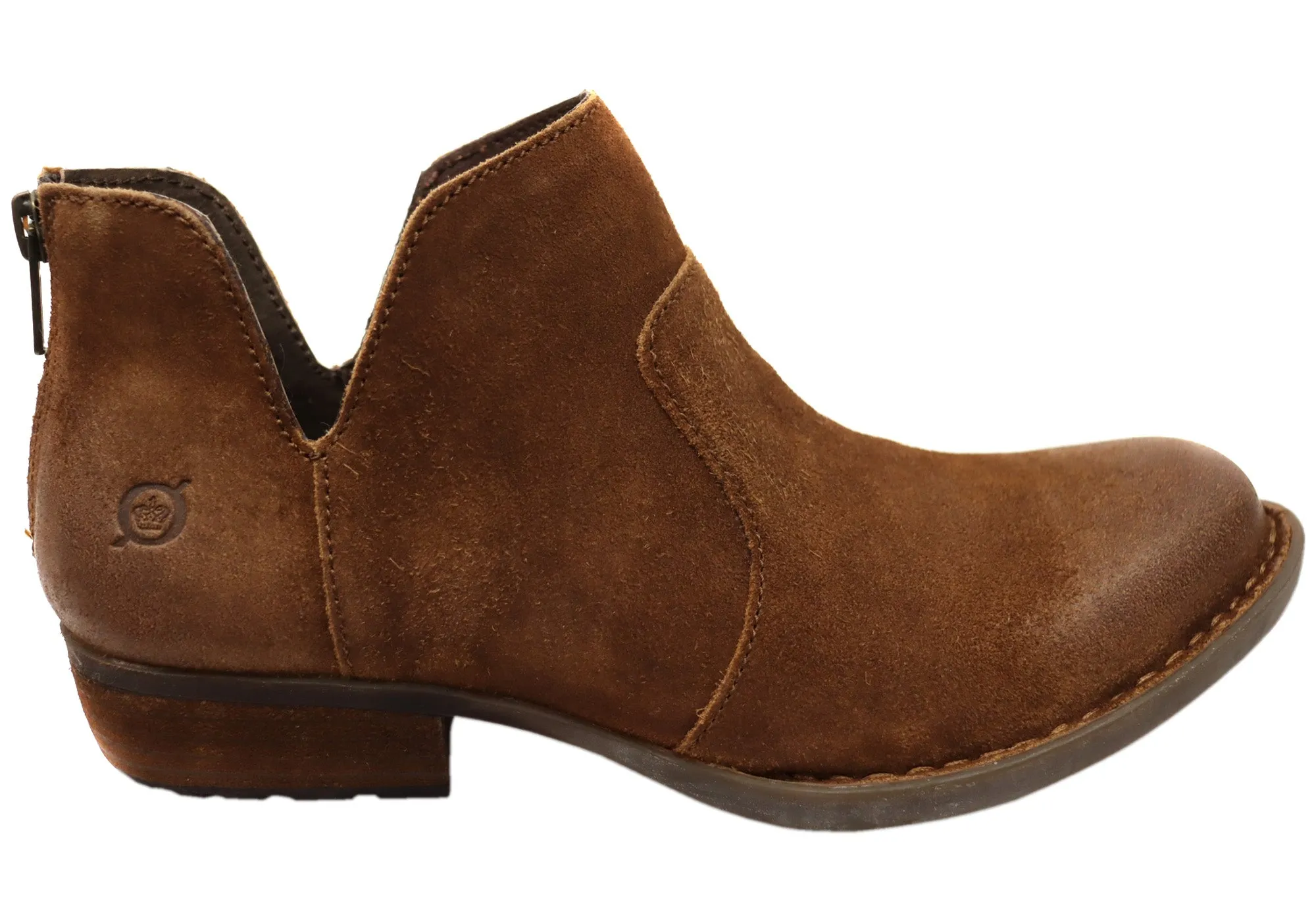 ZipUp Born Kerri Womens Comfortable Leather Low Heel Ankle Boots