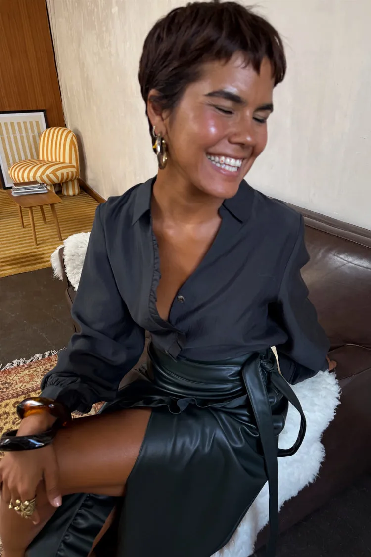 Bottle Green Ruffle Miley Shirt Flexible Fit SoftTouchFinish