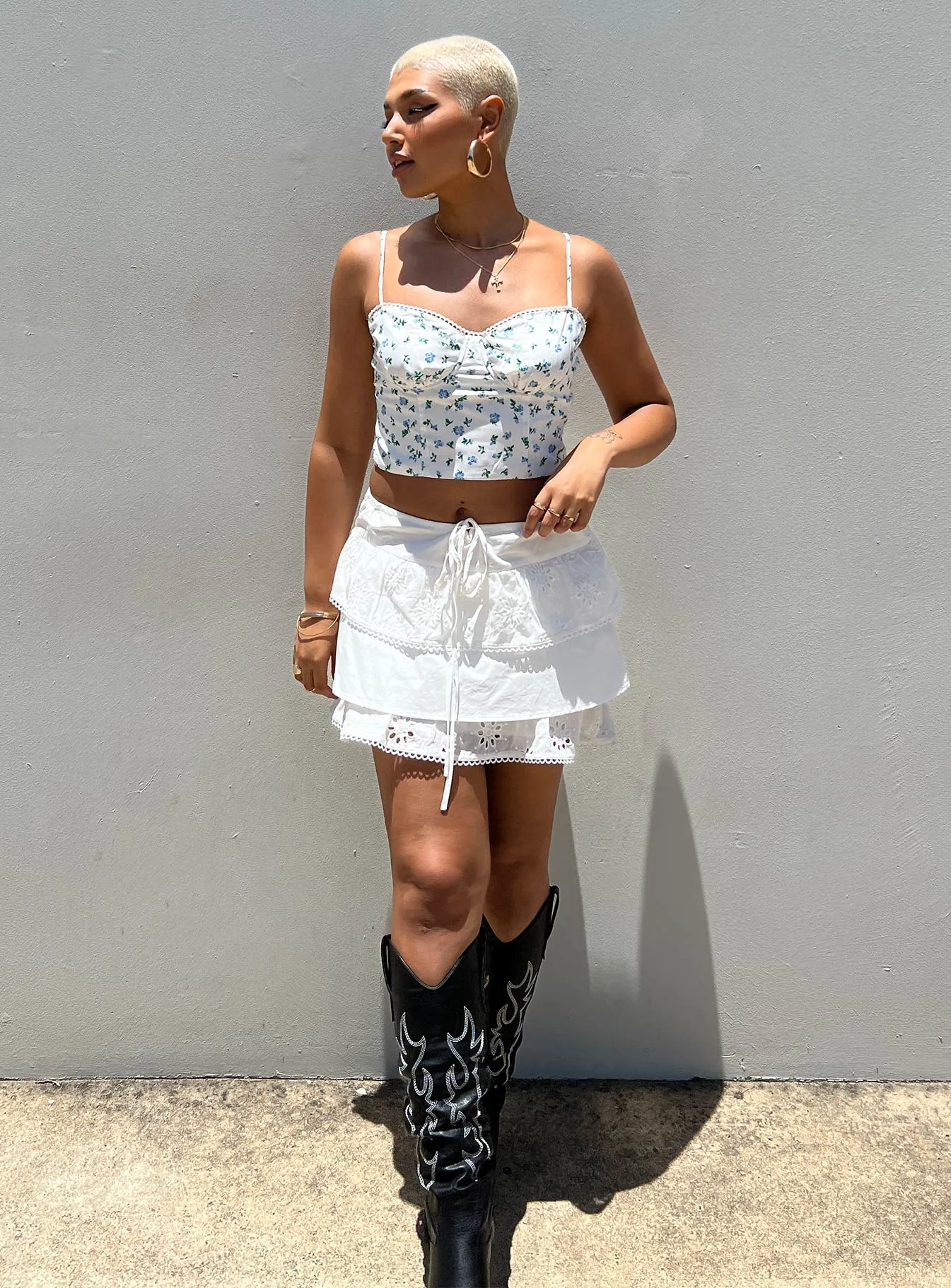 Malana Anglais Mini Skirt Ivory Fashion Collab