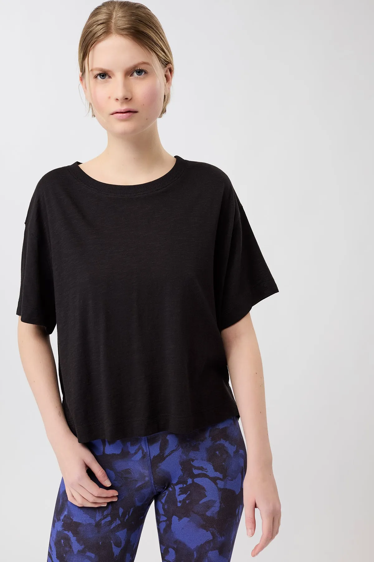 Flatlock stitching Boxy Tee - Black