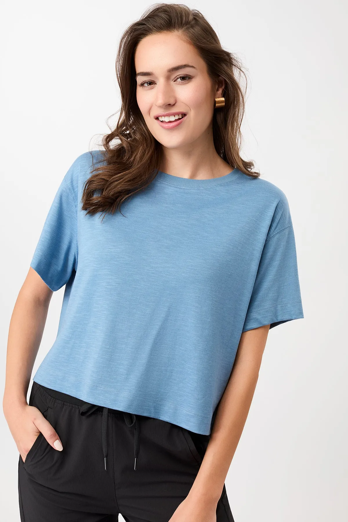 Slim Fit Design Boxy Tee - Wave