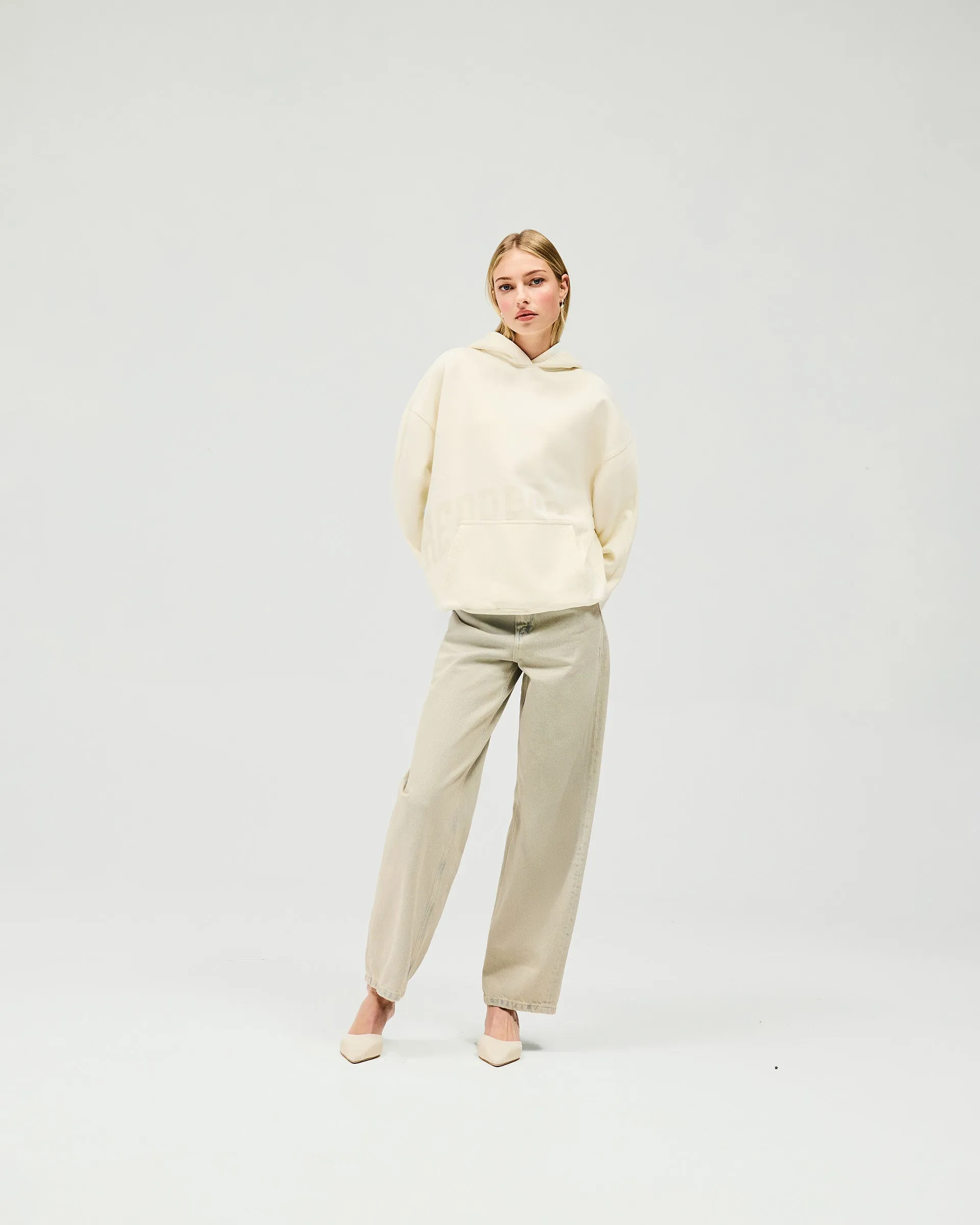 product business casual sophistication Boyfriend Graphic Hoodie - Cream