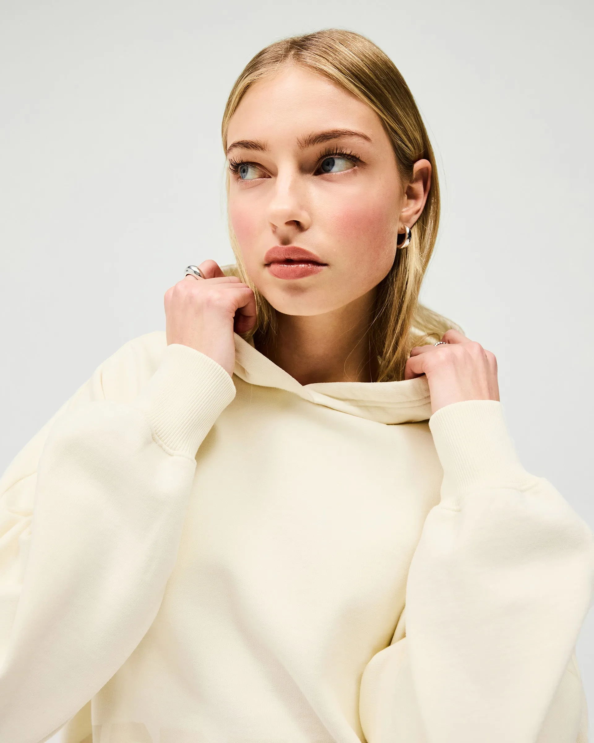 Modern Fit Boyfriend Graphic Hoodie - Cream