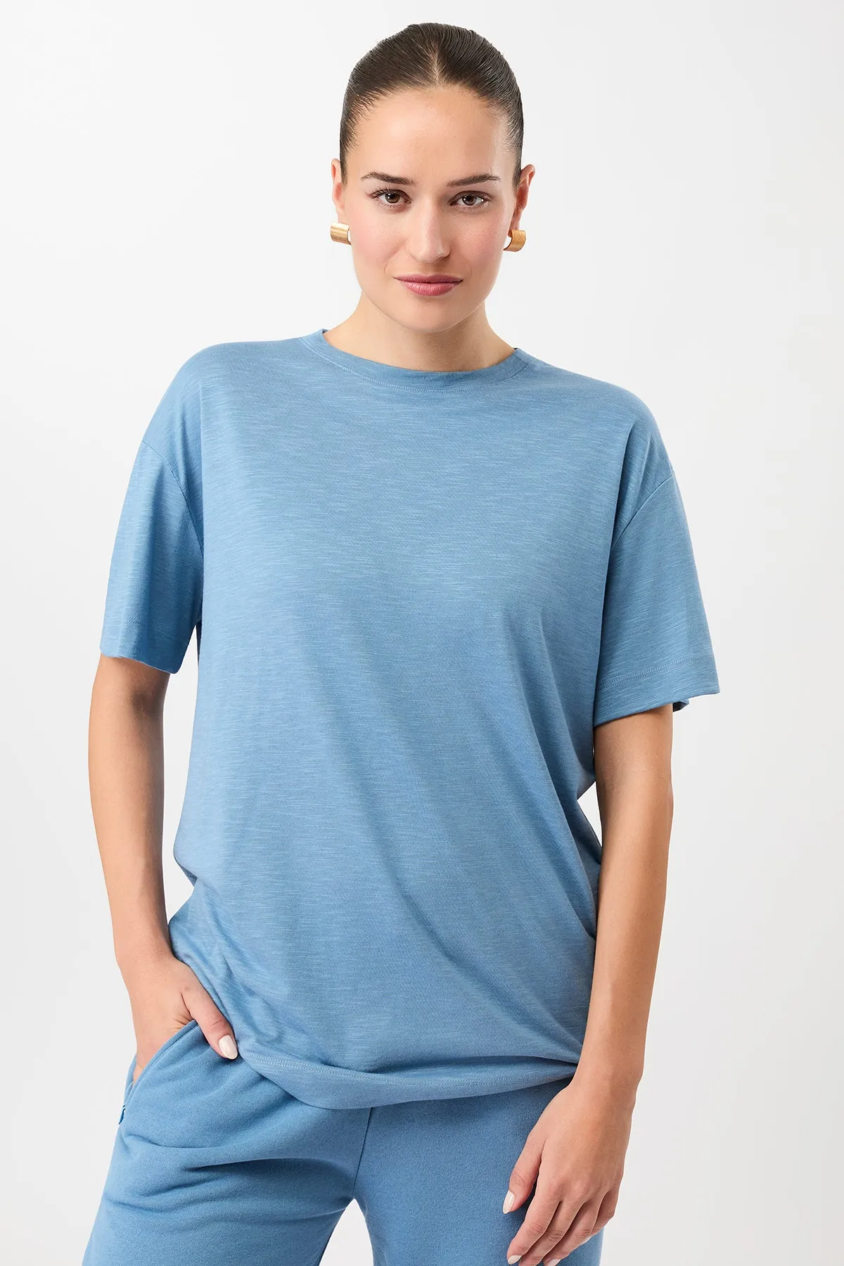 Relax Fit Design Boyfriend Tee - Wave