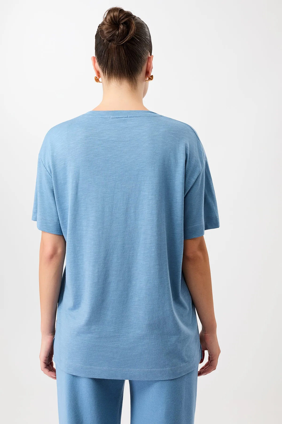 Reinforced Shoulder Seams Boyfriend Tee - Wave