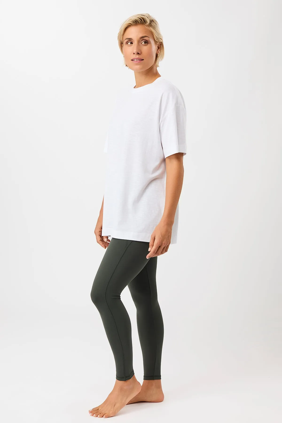 Boyfriend Tee - White Subtle Logo Placement