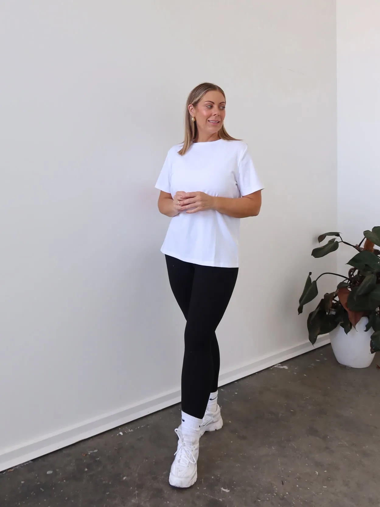 Layered Shoulder Design Brady Tee - White