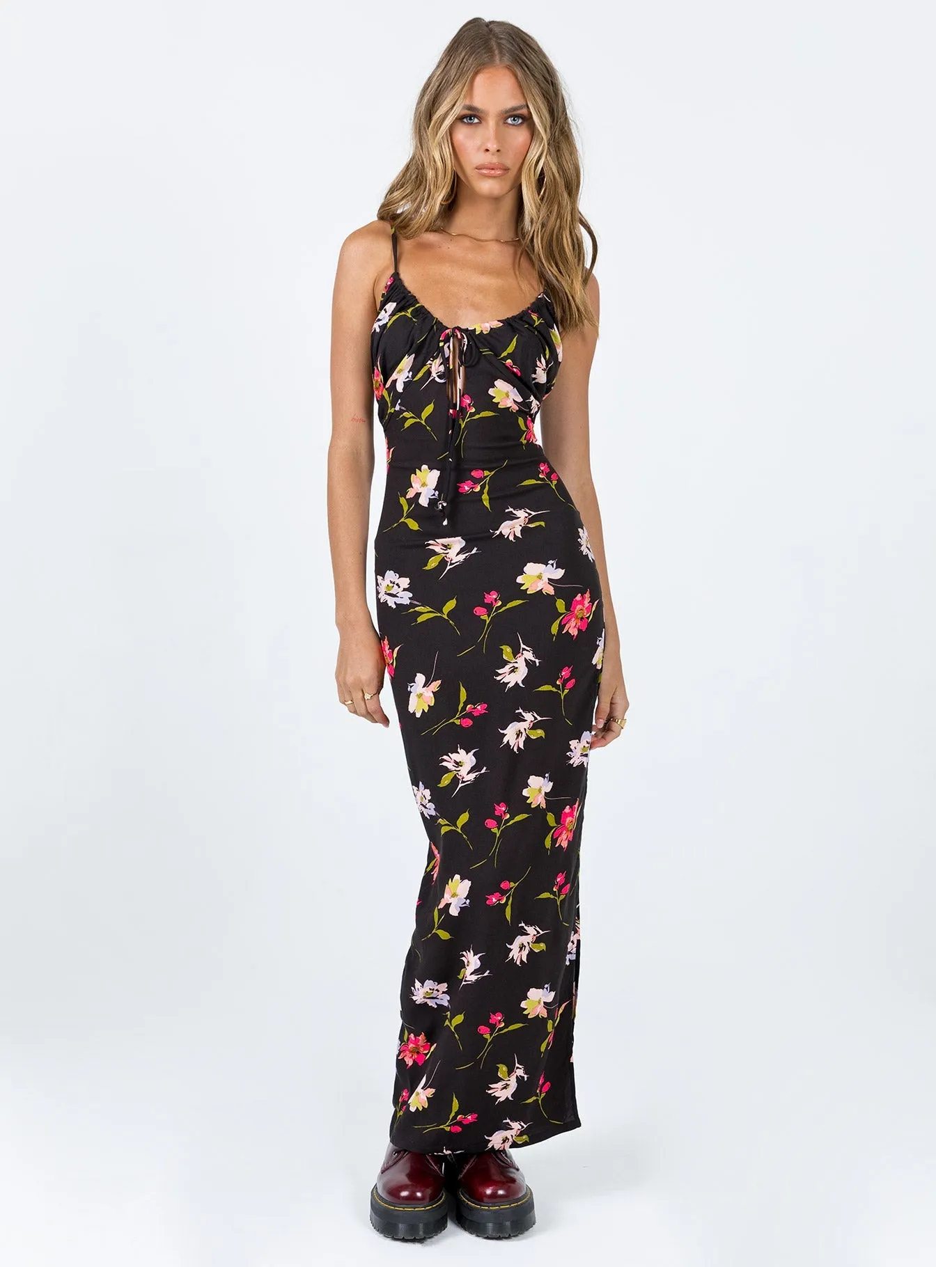 Brailey Maxi Dress Black Multi Silky Shape