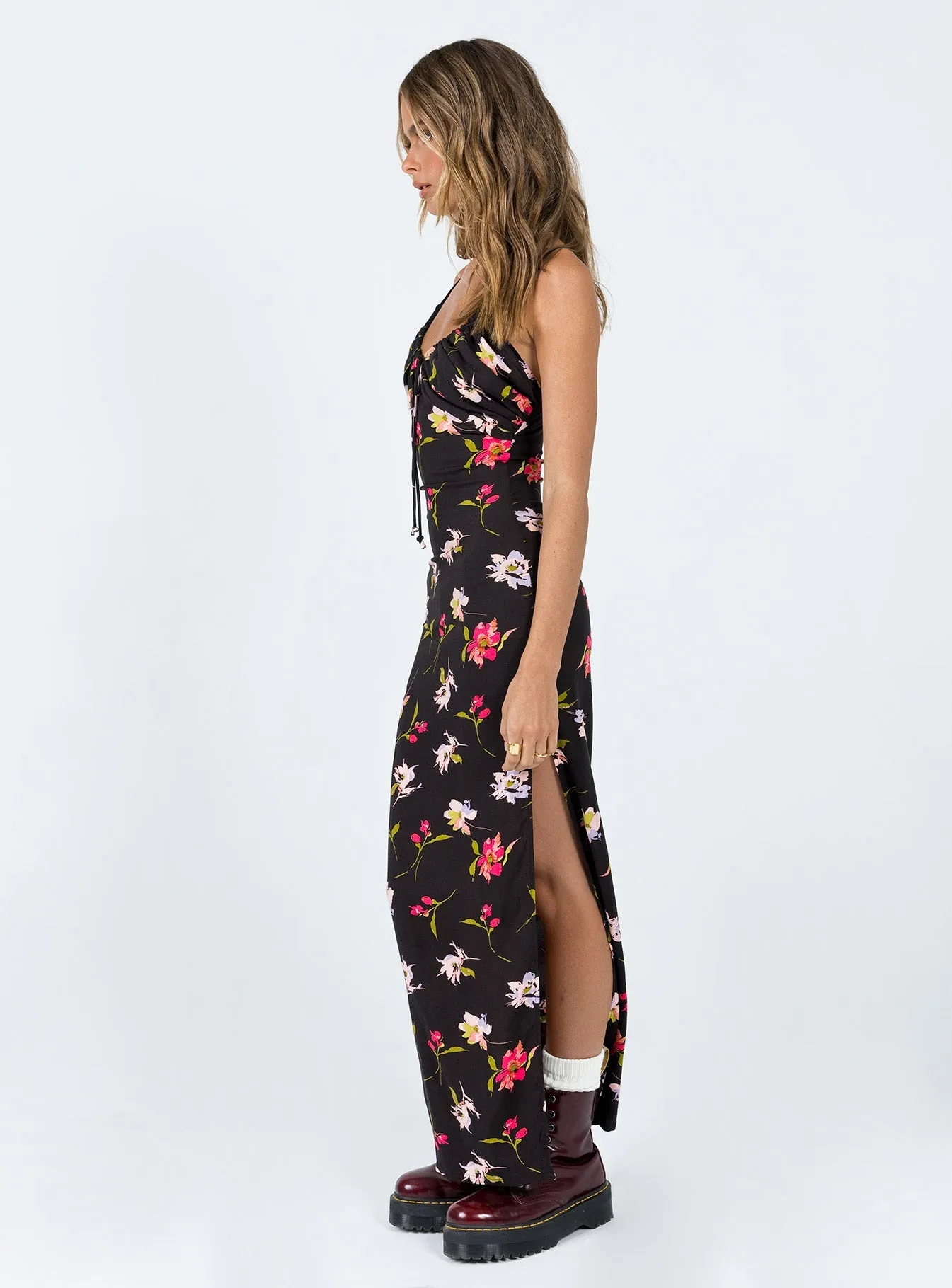 Coral Soft Brailey Maxi Dress Black Multi