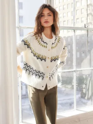 Double Layer Thermal Astrid Fair Isle Cardigan Sweater