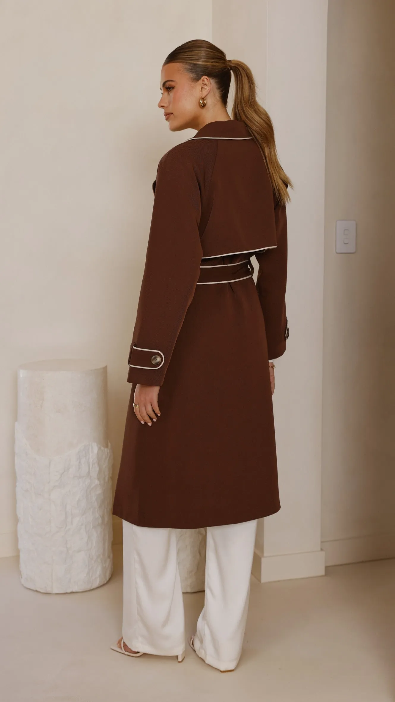 Belted Style Blanca Trench Coat - Espresso