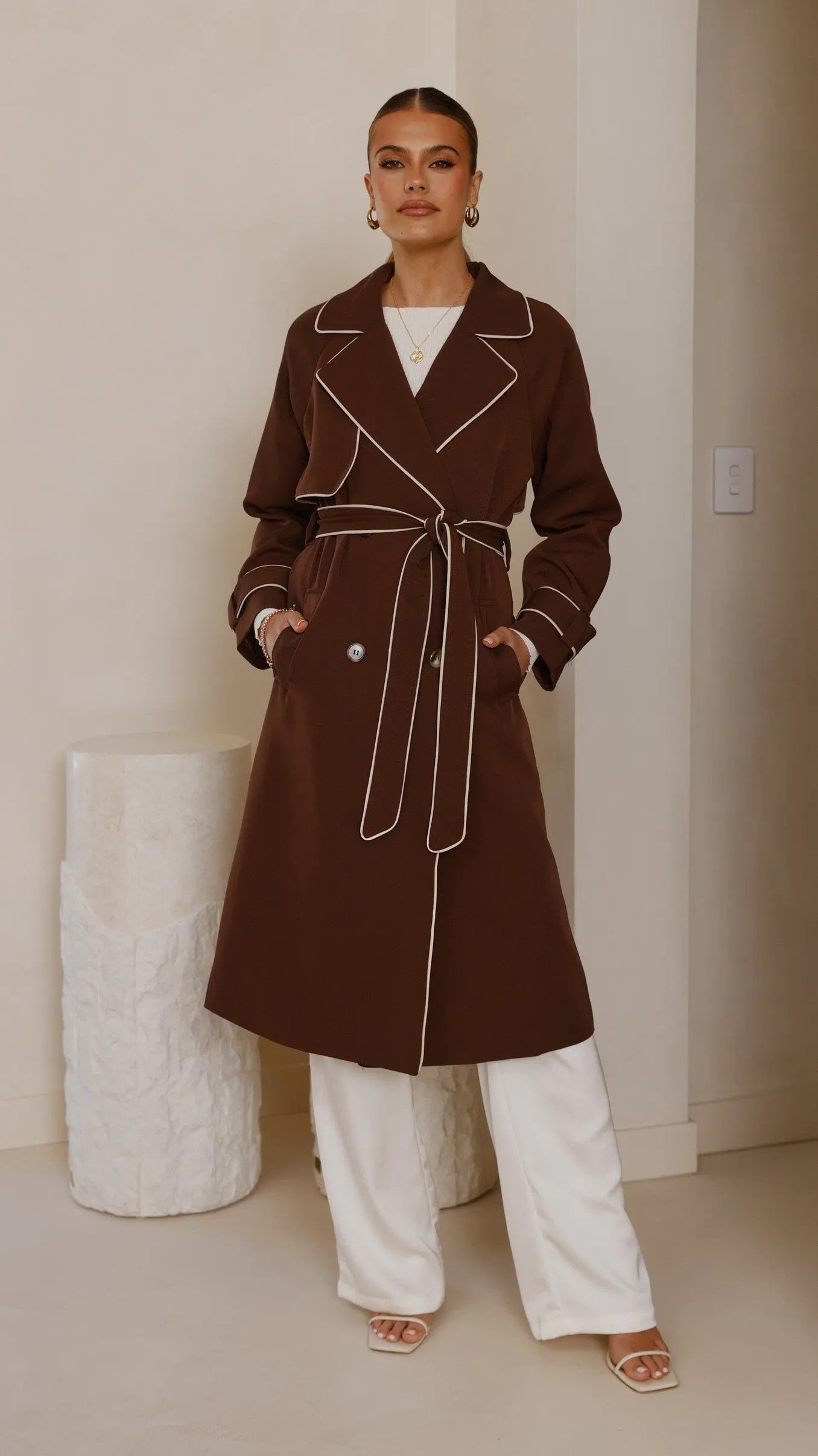 Blanca Trench Coat - Espresso Articulated Sleeves