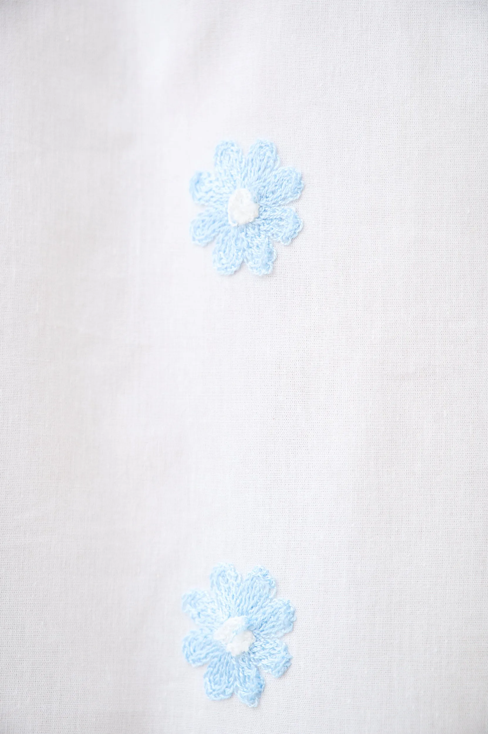 Stone Wash Process Flattering Cut Balloon Sleeve Shirt in Blue Flower