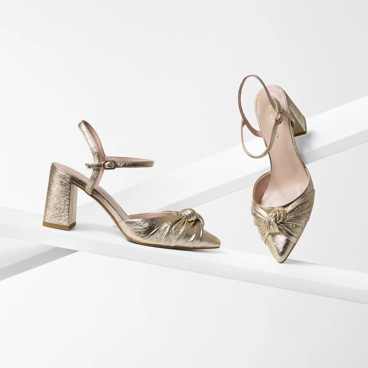 High Style Nude Pumps for Weddings Ally Heel | Gold Leather