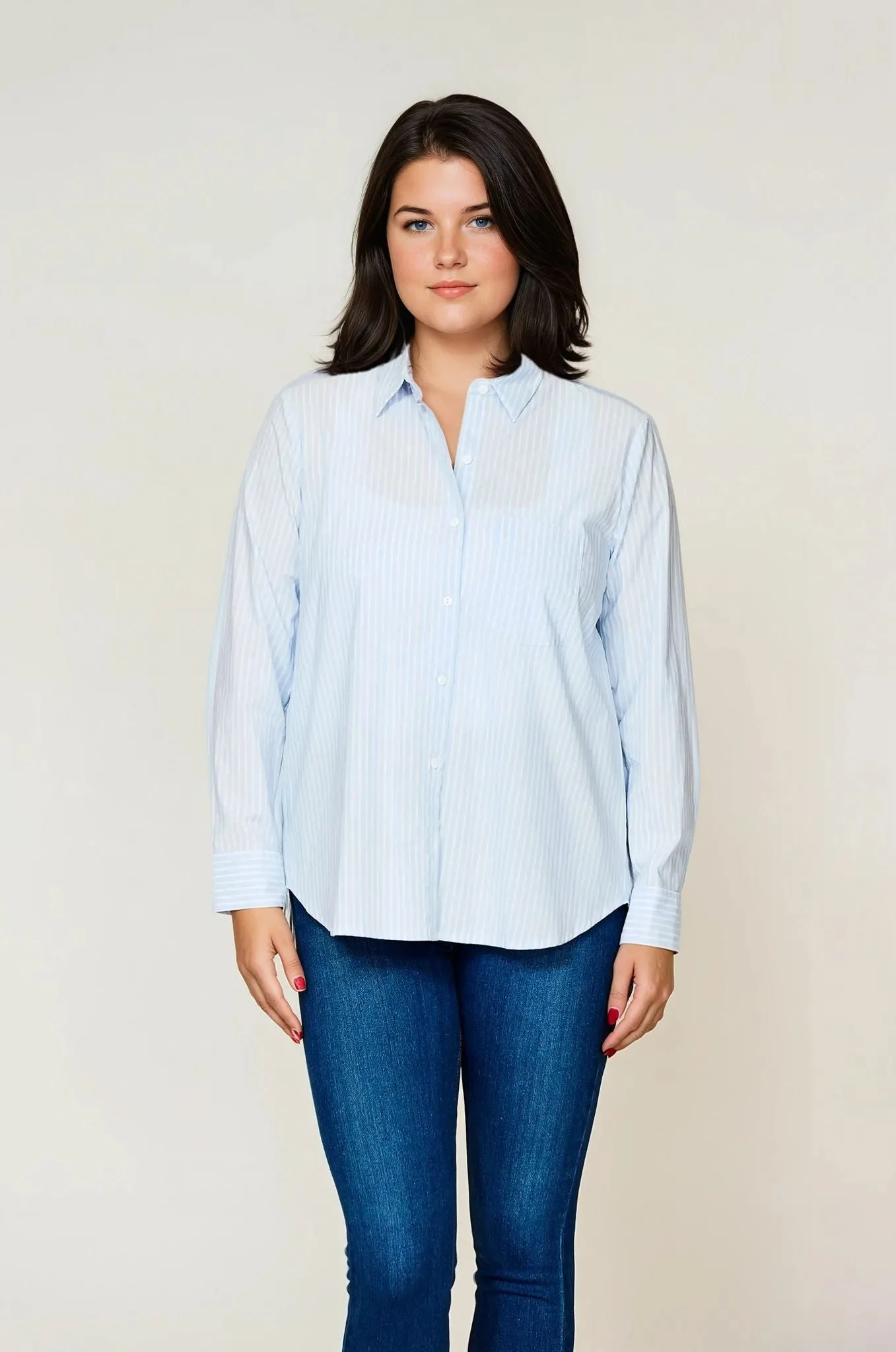 Positano Shirt Blue & White Stripe - Clearance Sale Cozy Design AllSeasonWear