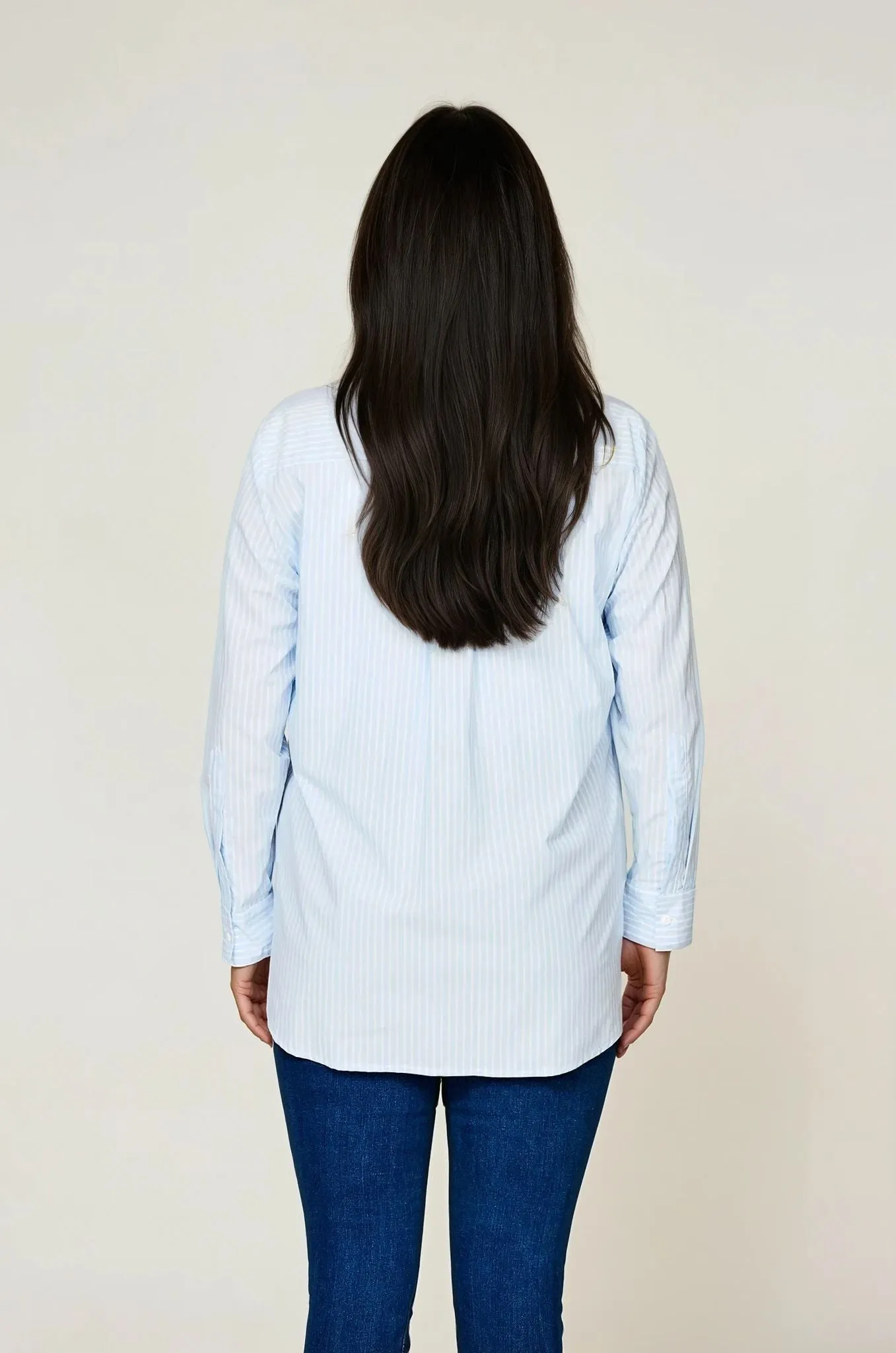 Light and Breezy Positano Shirt Blue & White Stripe - Clearance Sale