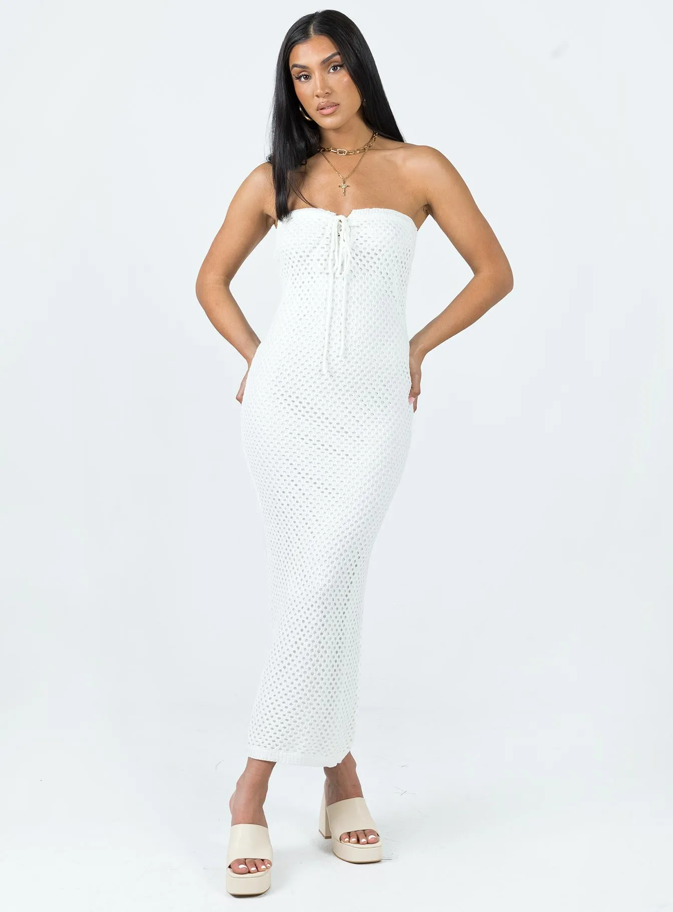 Mollen Maxi Dress White Flower Grace Tulle Air