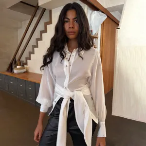 MinimalistDesign White Studded Tie Back Shirt