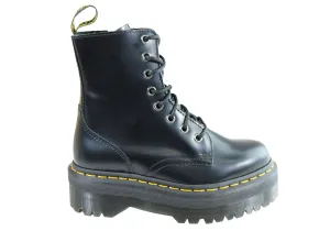 Dr Martens Jadon Black Polished Womens Fashion Lace Up Boots youth trend Low Profile Winter Walker