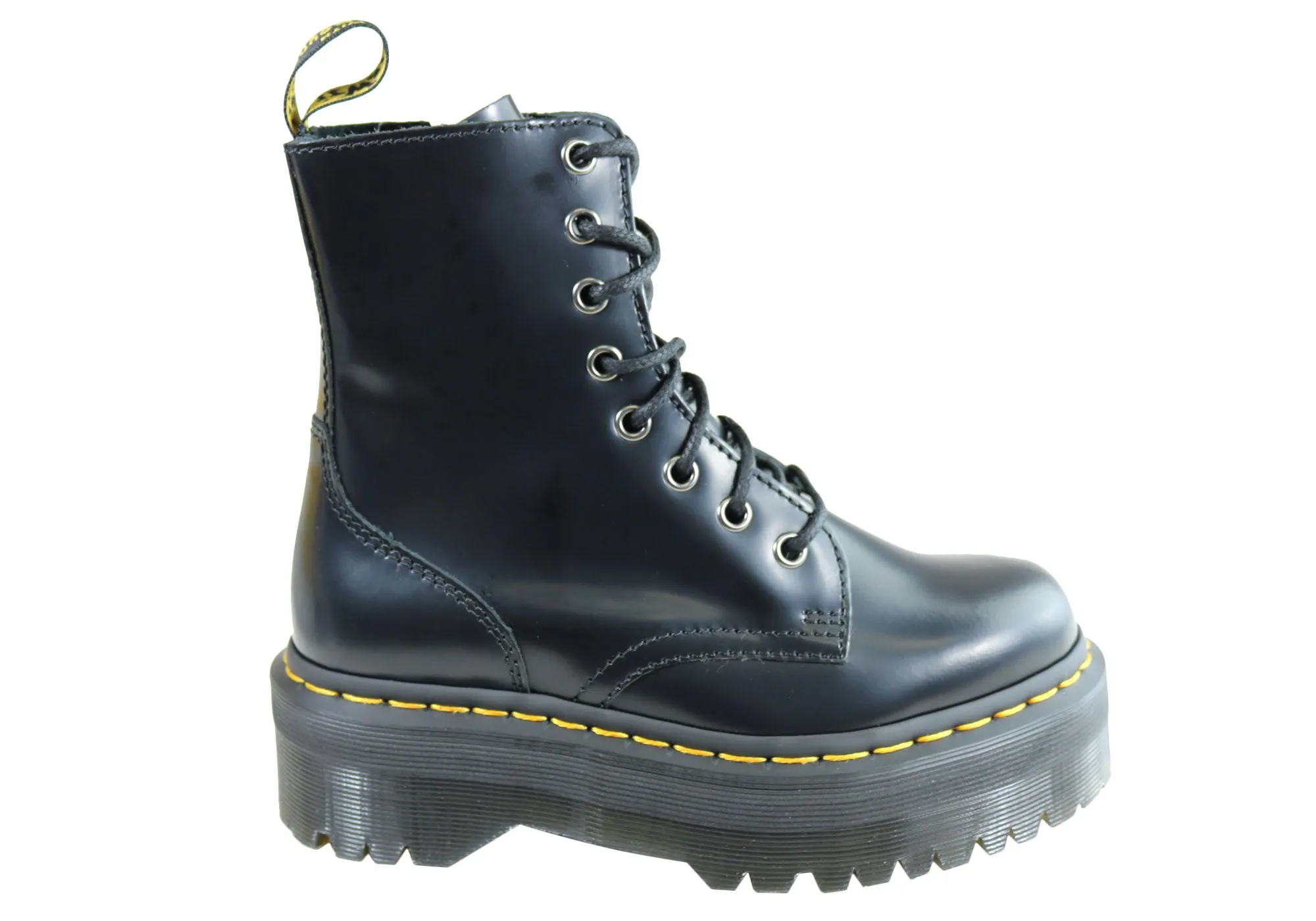 Insulated Rainy Days Strap Dr Martens Jadon Black Polished Womens Fashion Lace Up Boots