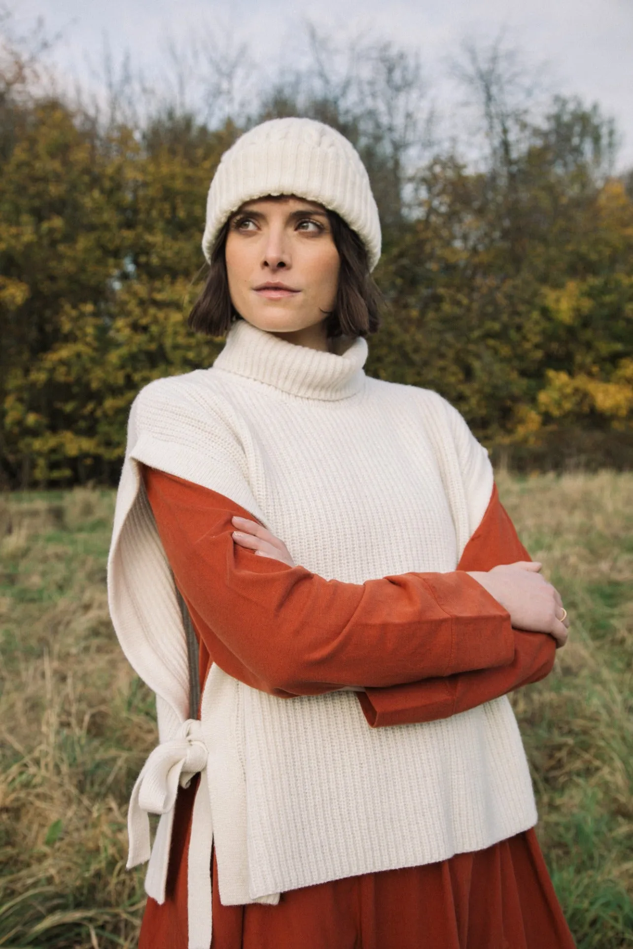 Kanon Recycled Wool Knitted Vest in Off-White Breath Skin Spring Glow